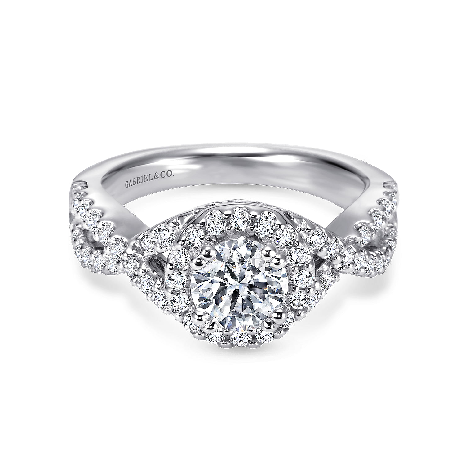 Kendie - Platinum Round Halo Diamond Engagement Ring