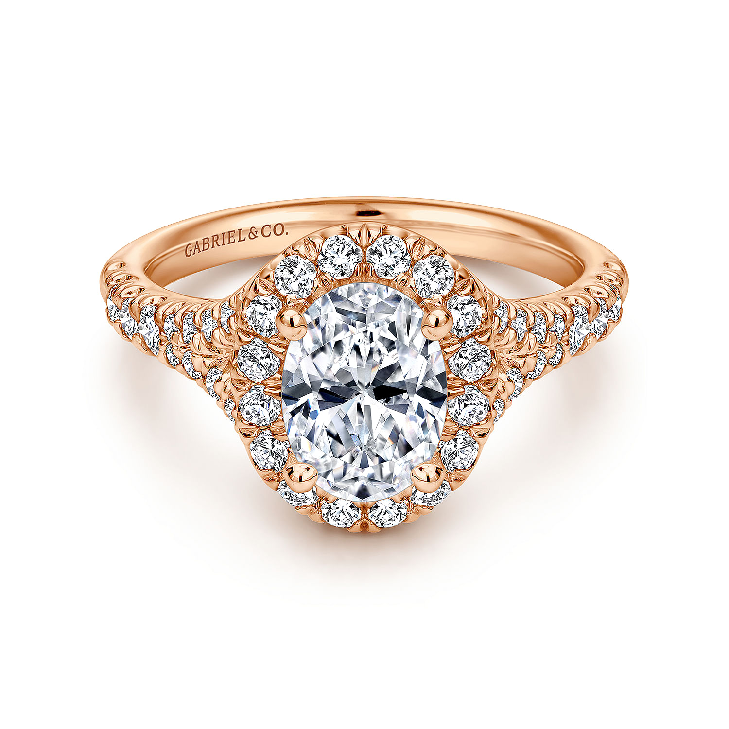 Kennedy - 14K Rose Gold Oval Halo Diamond Engagement Ring