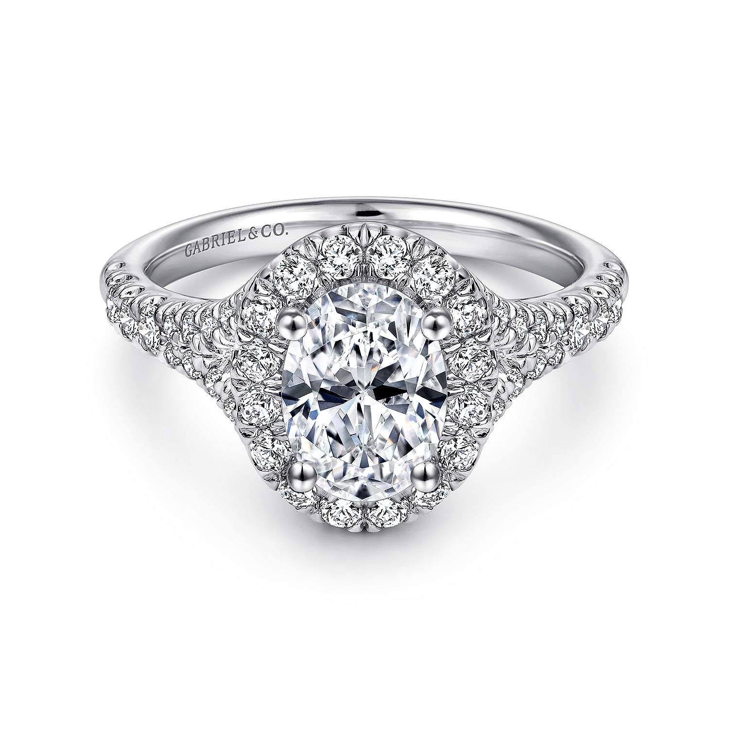 Kennedy - 14K White Gold Oval Halo Diamond Engagement Ring