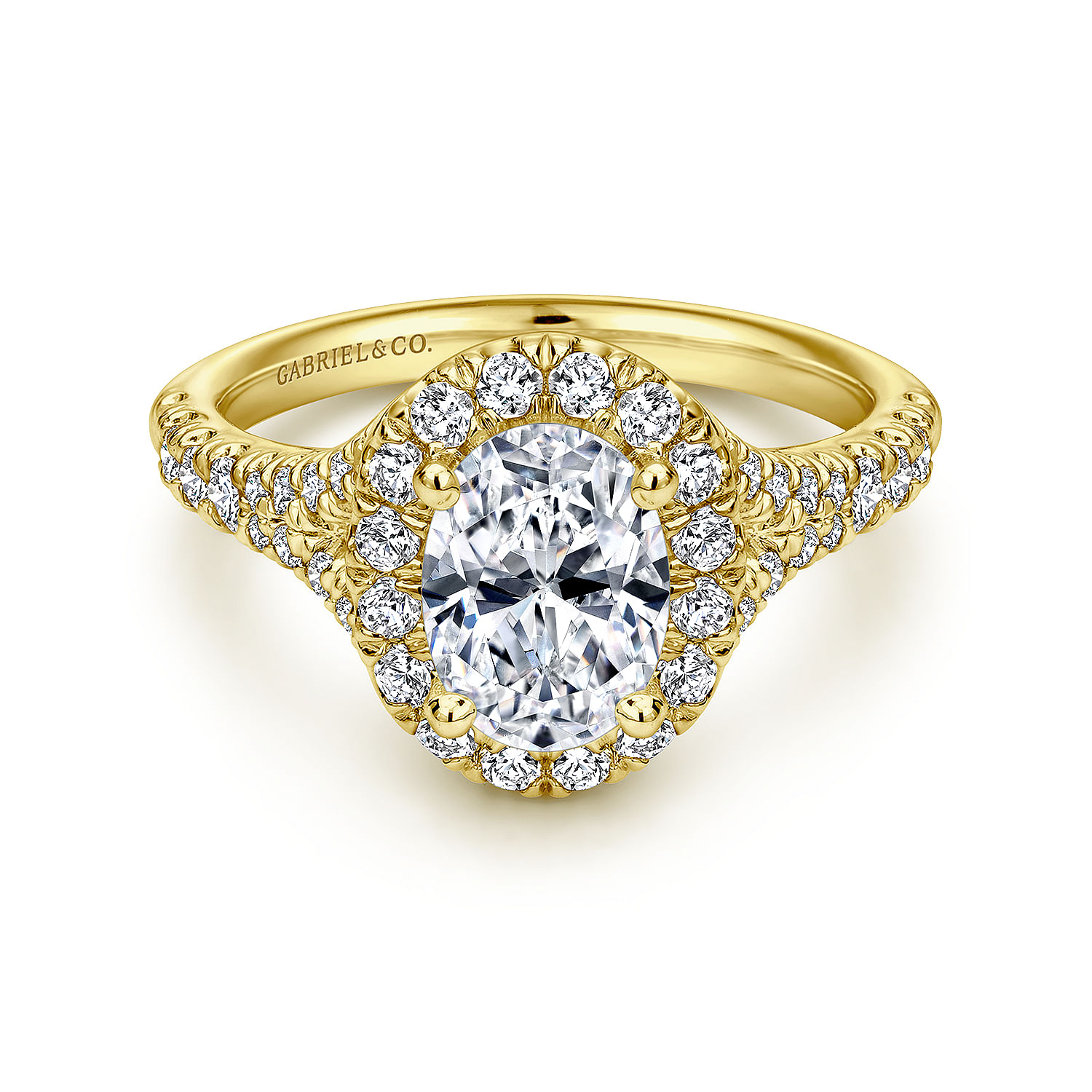 Kennedy - 14K Yellow Gold Oval Halo Diamond Engagement Ring