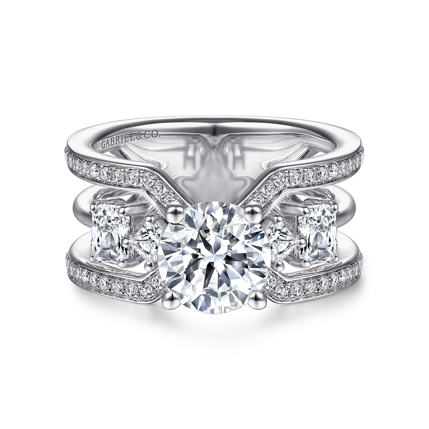 Kova - 14K White Gold Round Diamond Engagement Ring