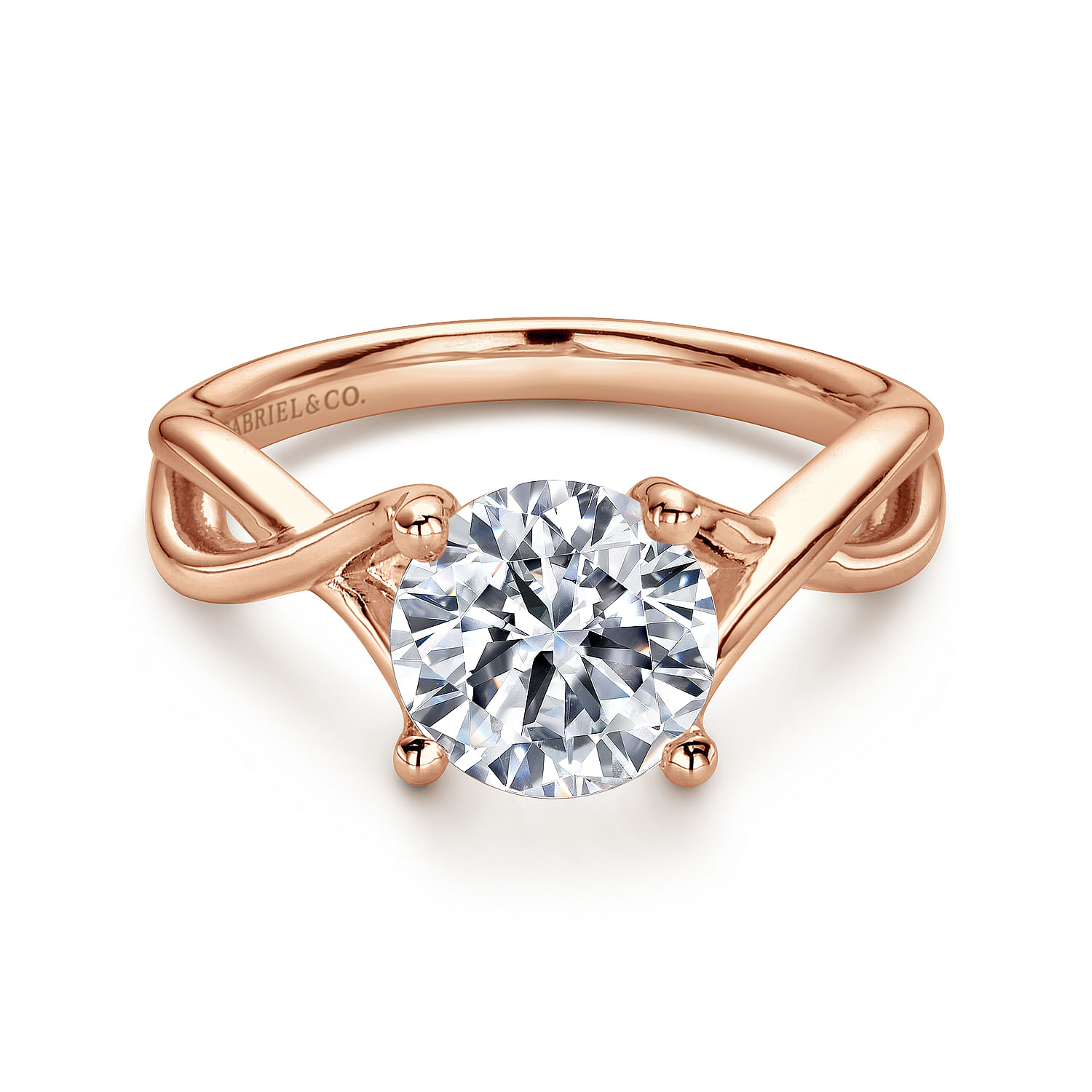 Kylo - 14K Rose Gold Twisted Round Diamond Engagement Ring