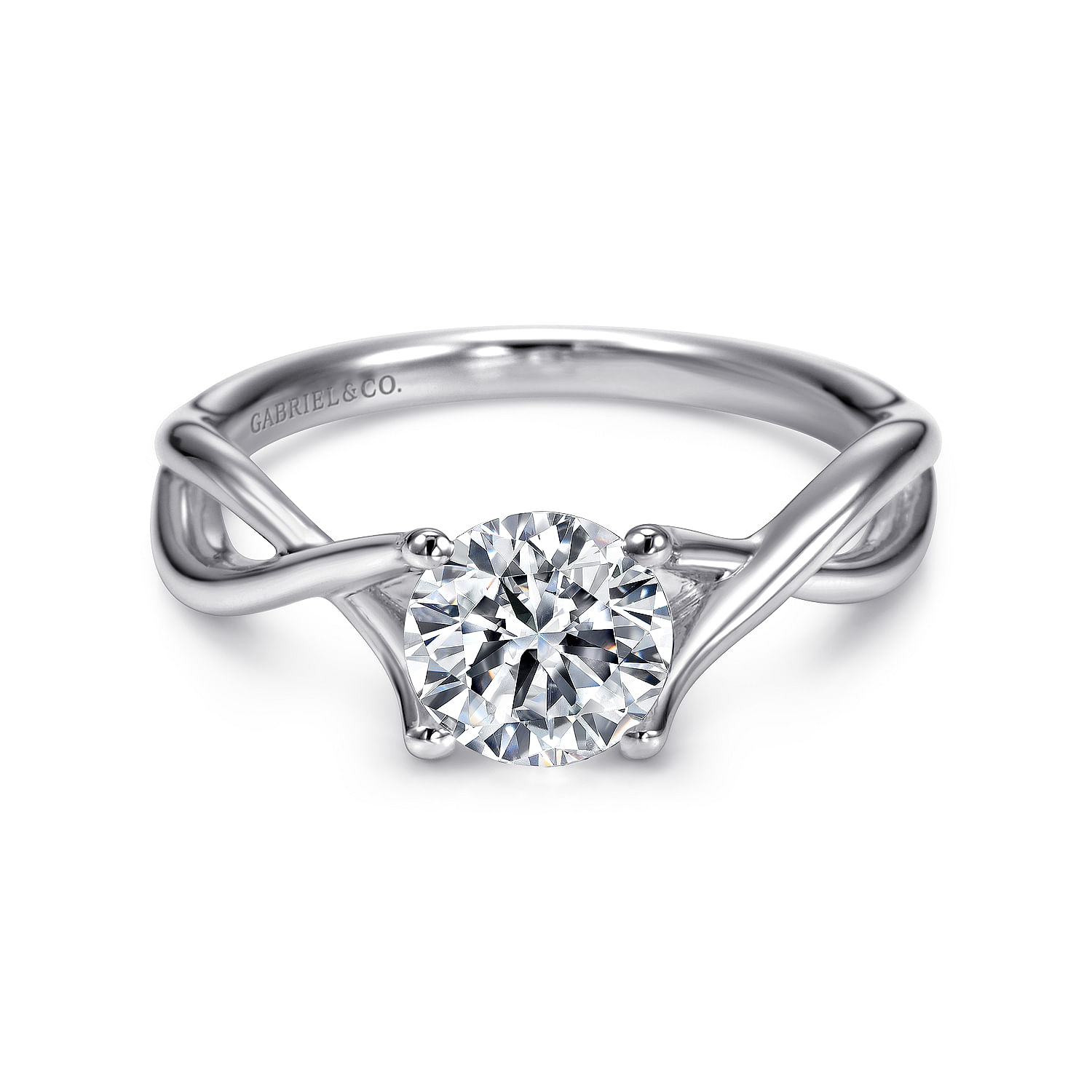 Kylo - 14K White Gold Round Twisted Diamond Engagement Ring