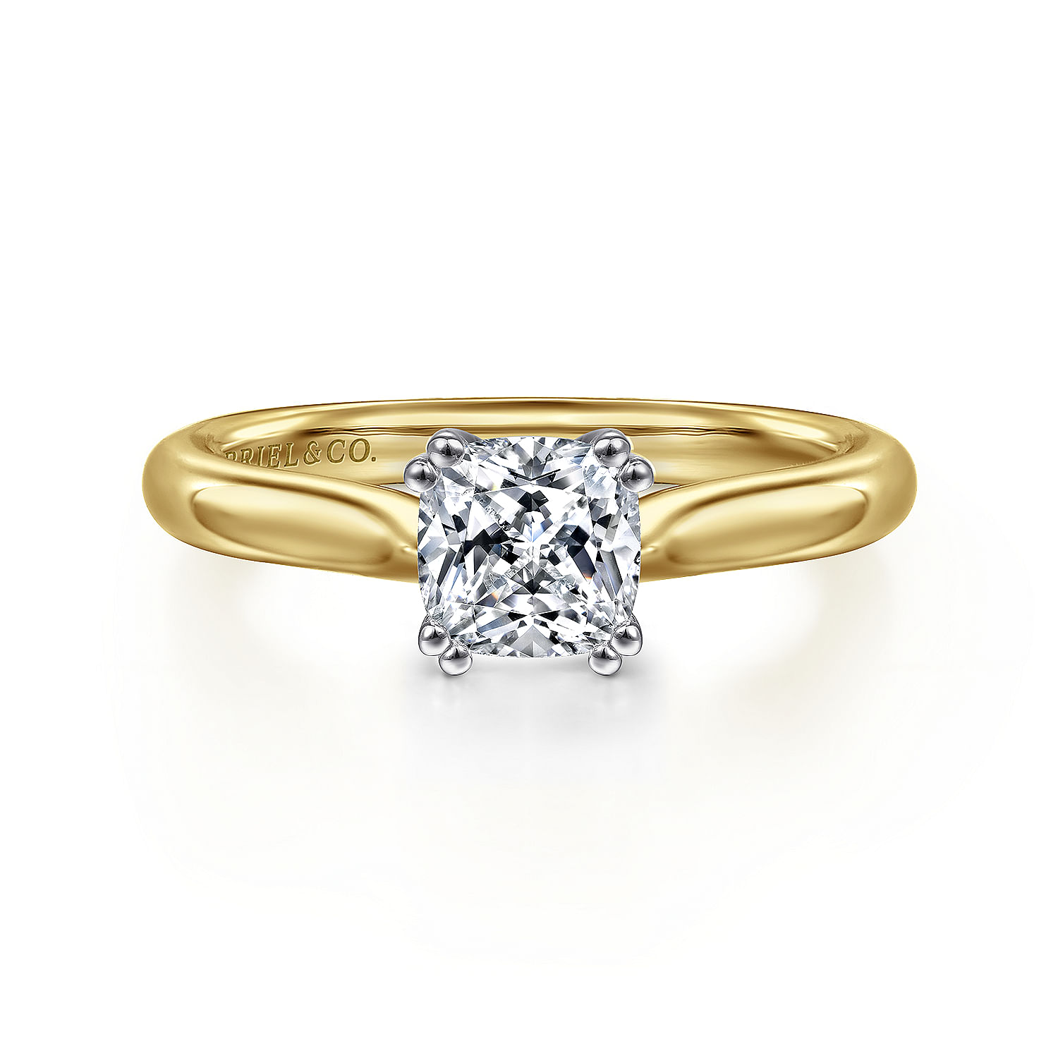 Lauren - 14K White-Yellow Gold Cushion Cut Diamond Engagement Ring