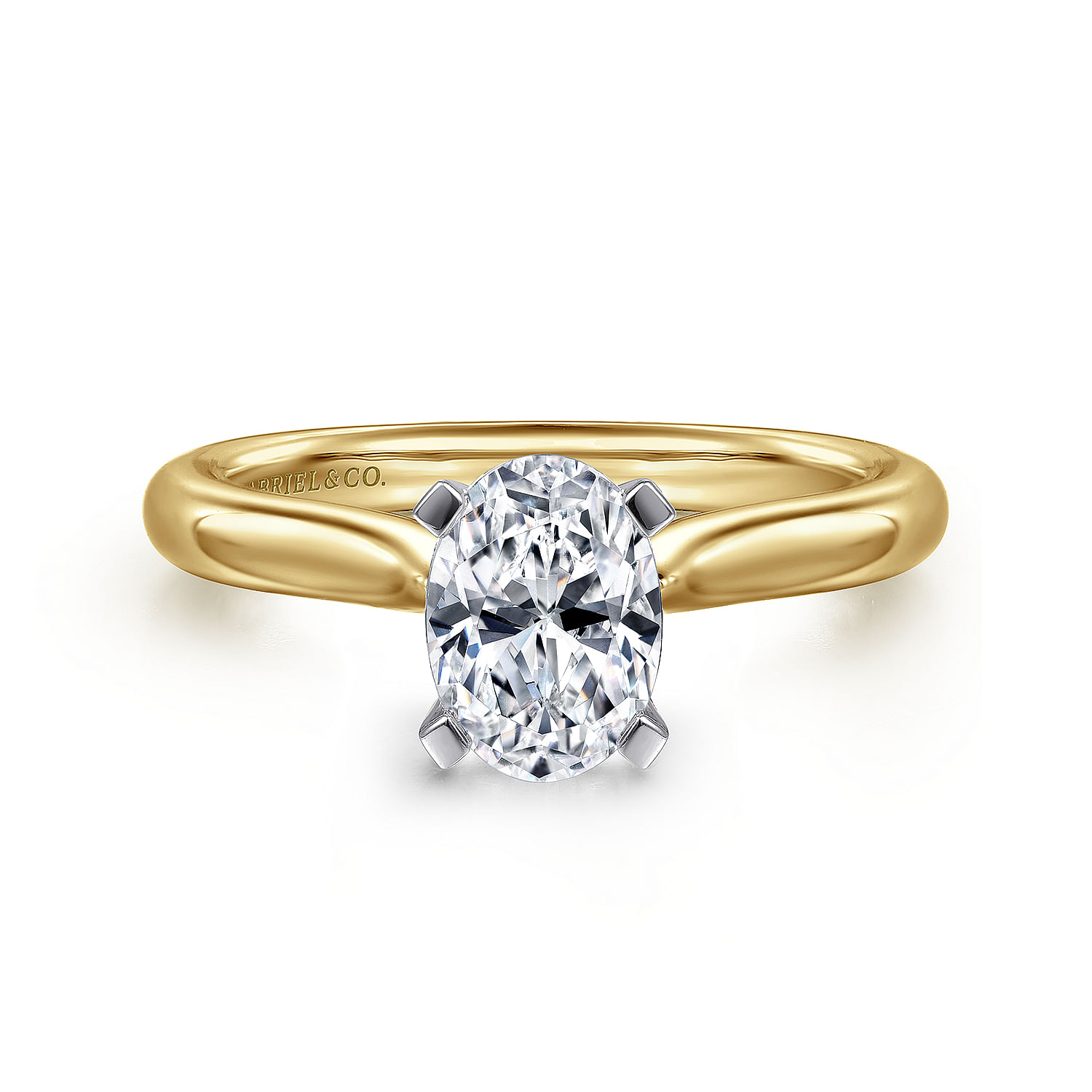 Lauren - 14K White-Yellow Gold Oval Diamond Engagement Ring