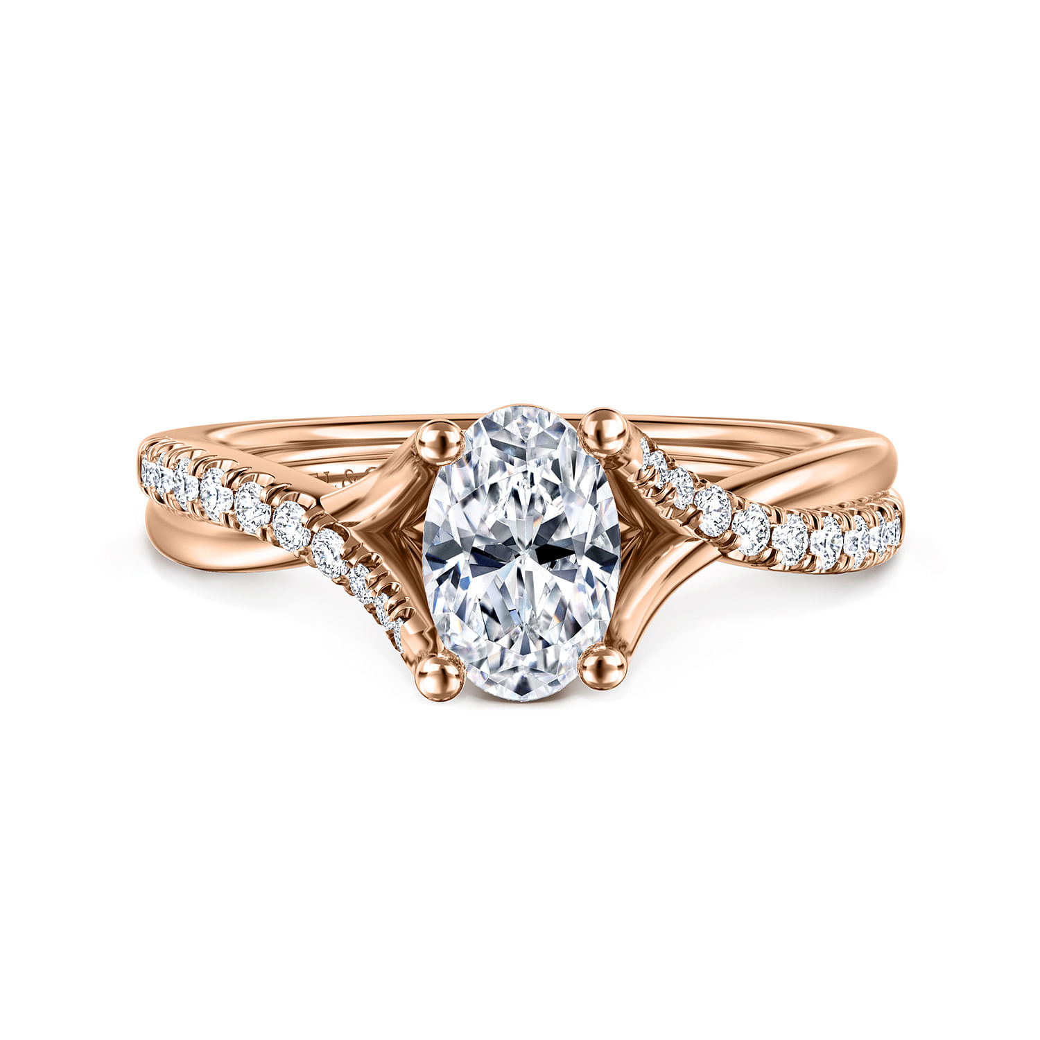 Leigh - 14K Rose Gold Oval Diamond Engagement Ring