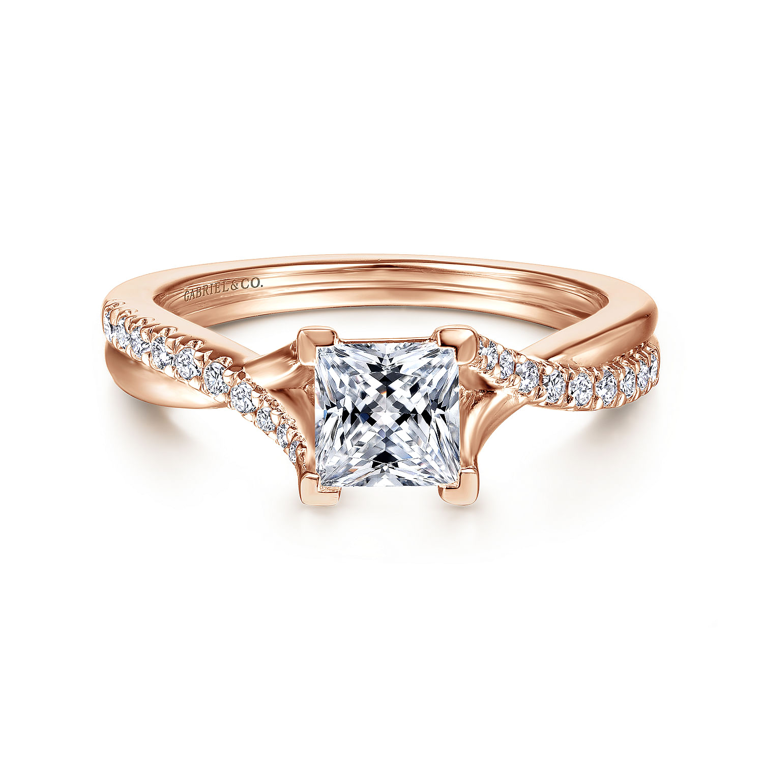 Leigh - 14K Rose Gold Princess Cut Diamond Engagement Ring