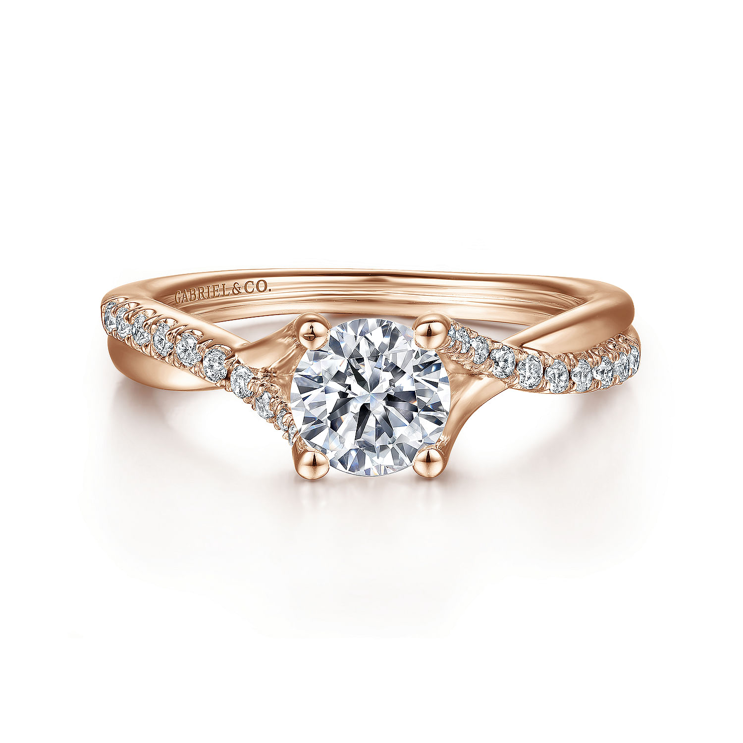 Leigh - 14K Rose Gold Round Diamond Engagement Ring