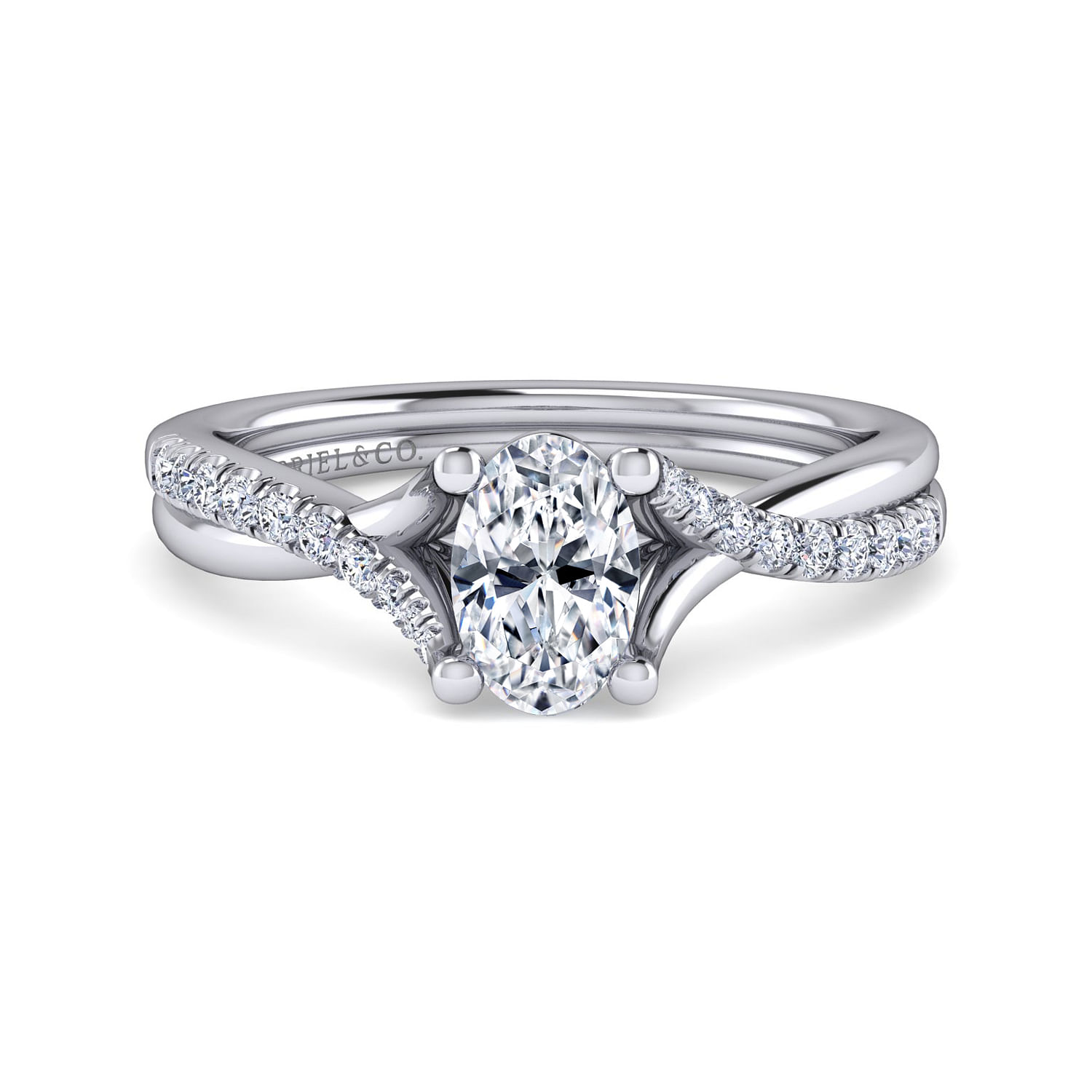 Leigh - 14K White Gold Oval Diamond Engagement Ring