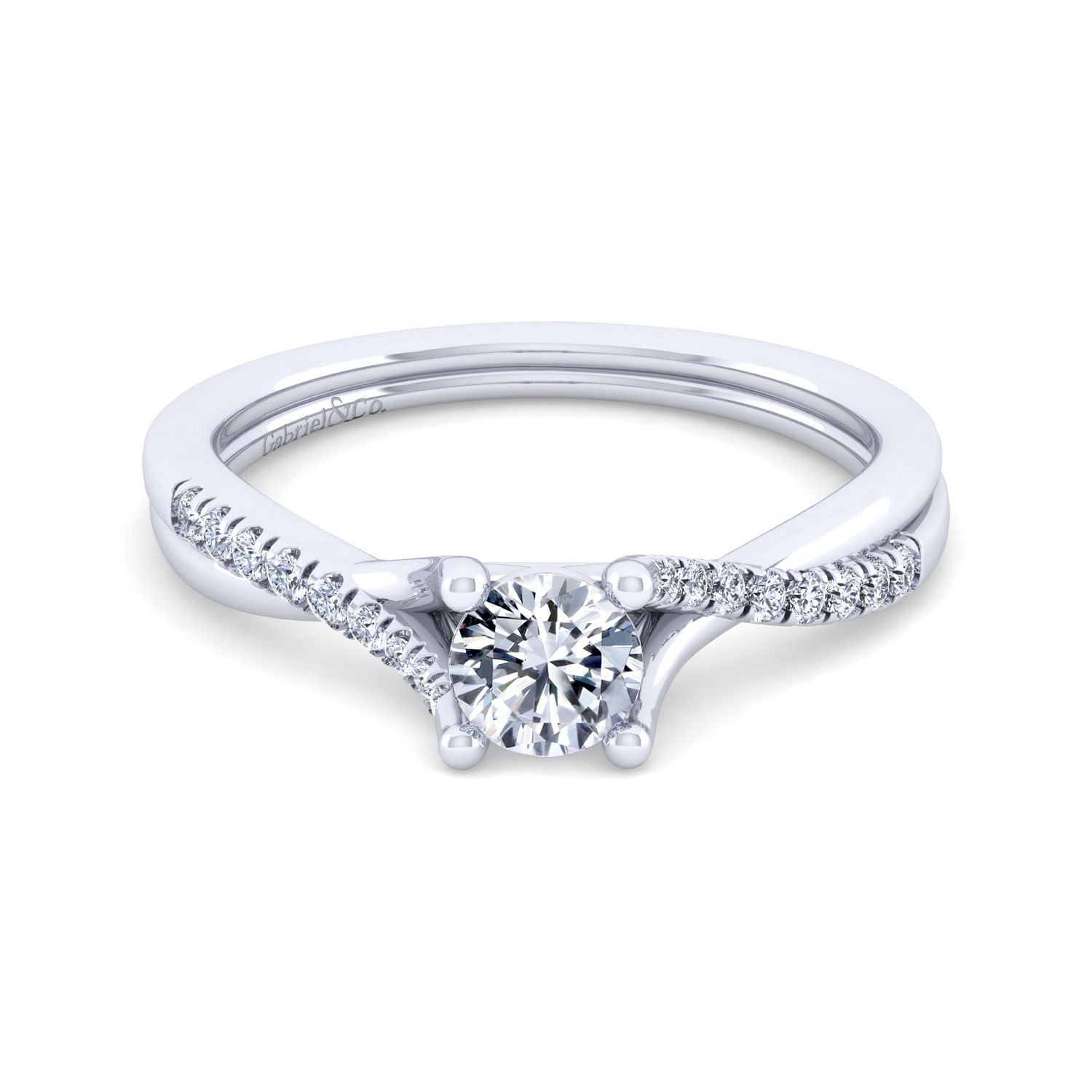 Leigh - 14K White Gold Round Diamond Engagement Ring