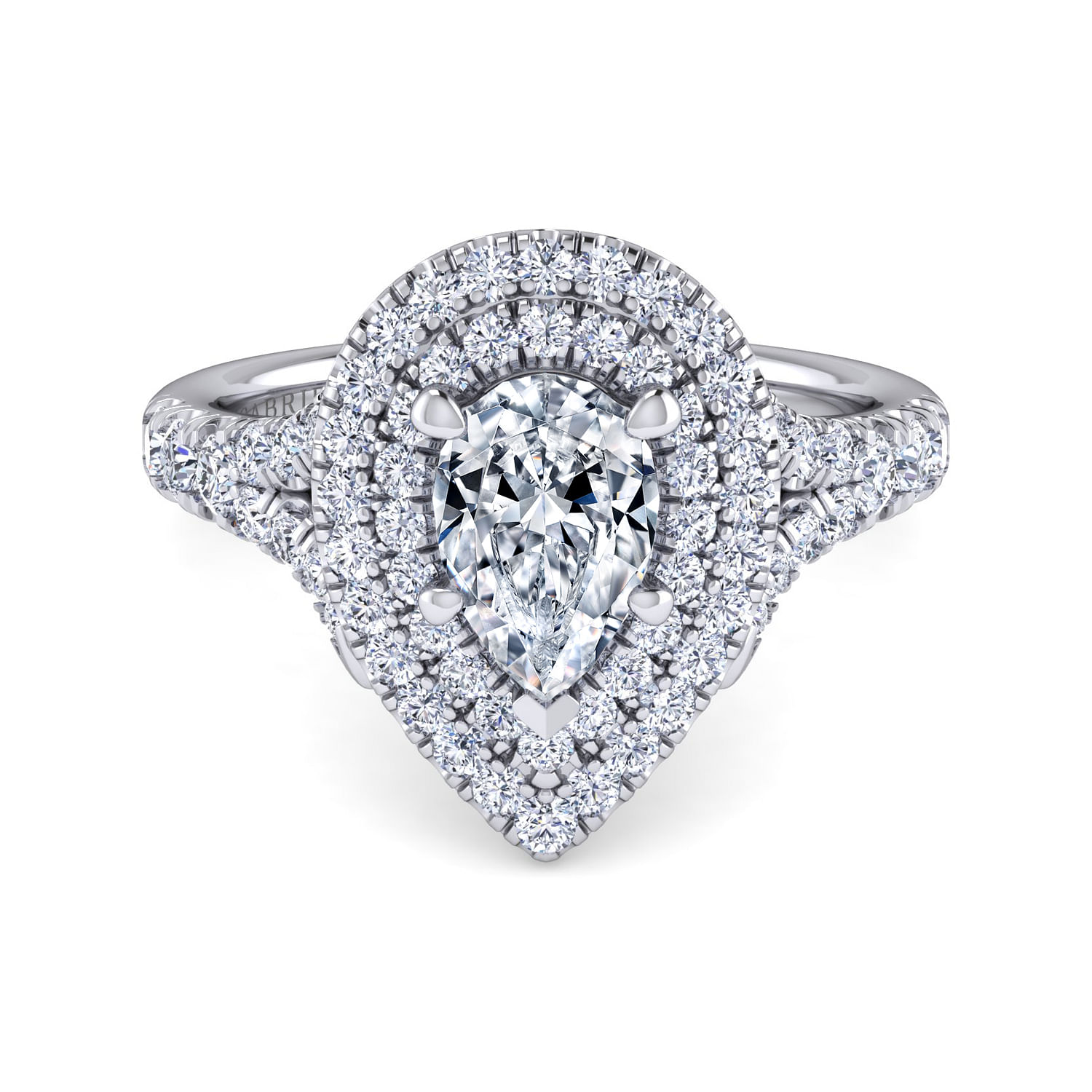 Lexie - Platinum Pear Shaped Double Halo Diamond Engagement Ring
