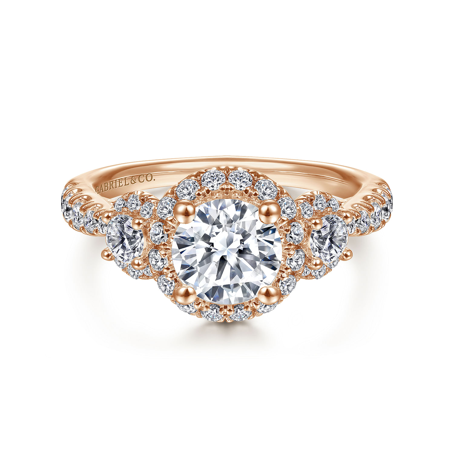 Liana - 14K Rose Gold Round Diamond Engagement Ring