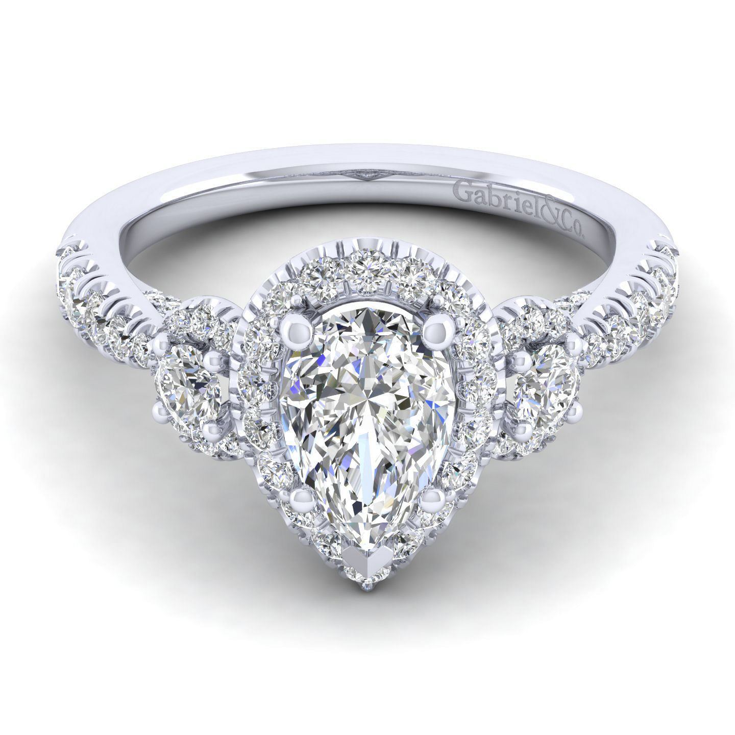 Liana - 14K White Gold Pear Shape Diamond Engagement Ring