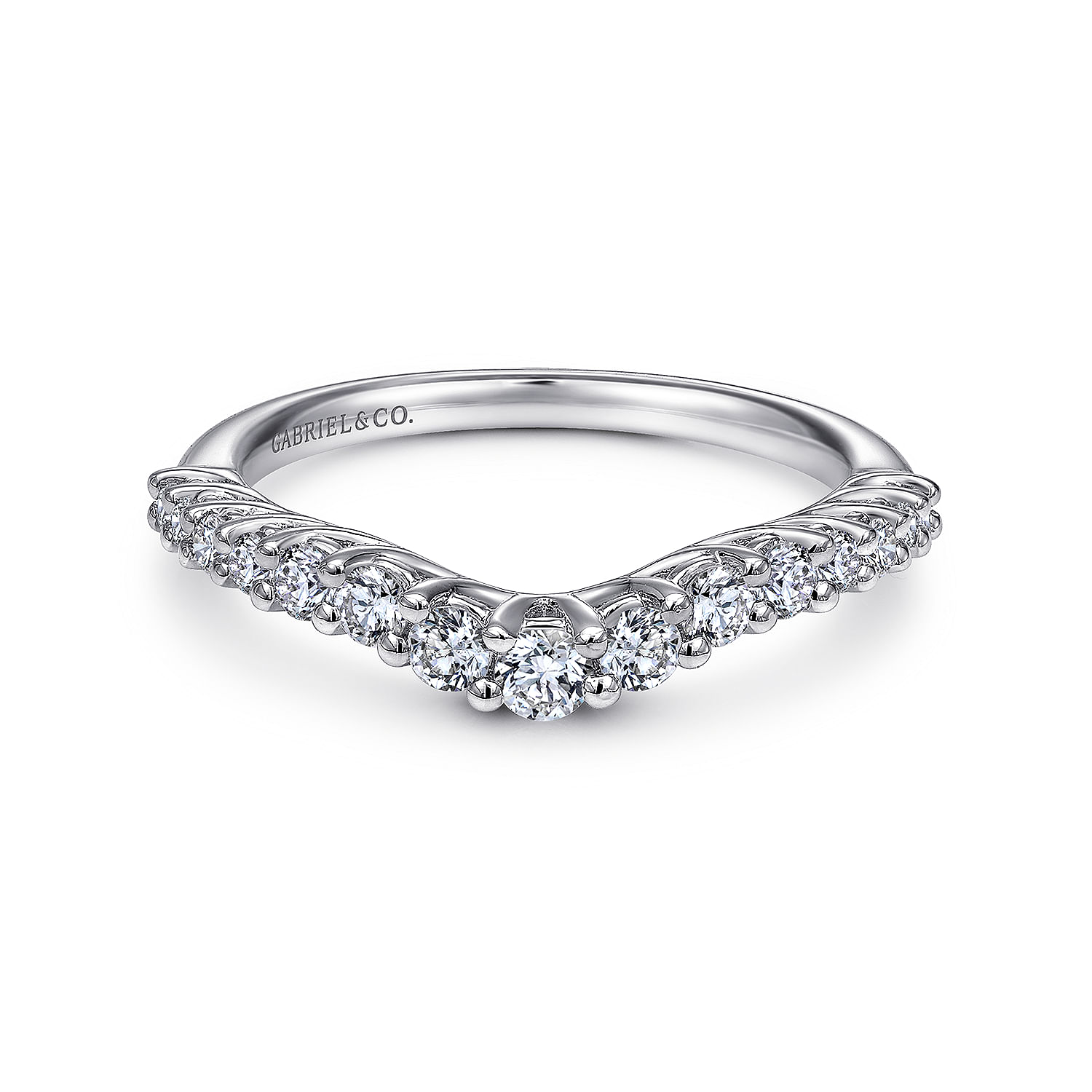 Libby - Curved 14K White Gold Shared Prong Diamond Wedding Band