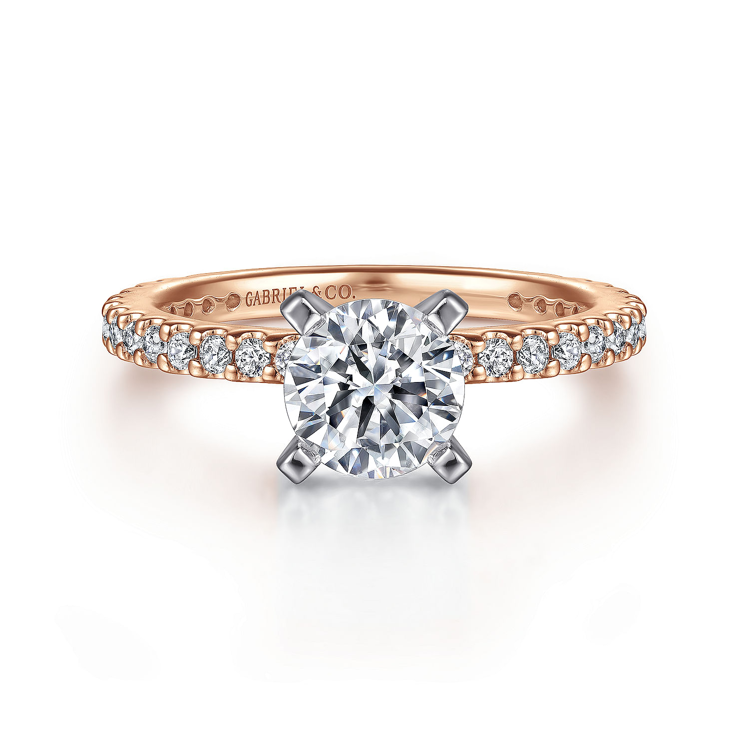 Logan - 14K White-Rose Gold Round Diamond Engagement Ring