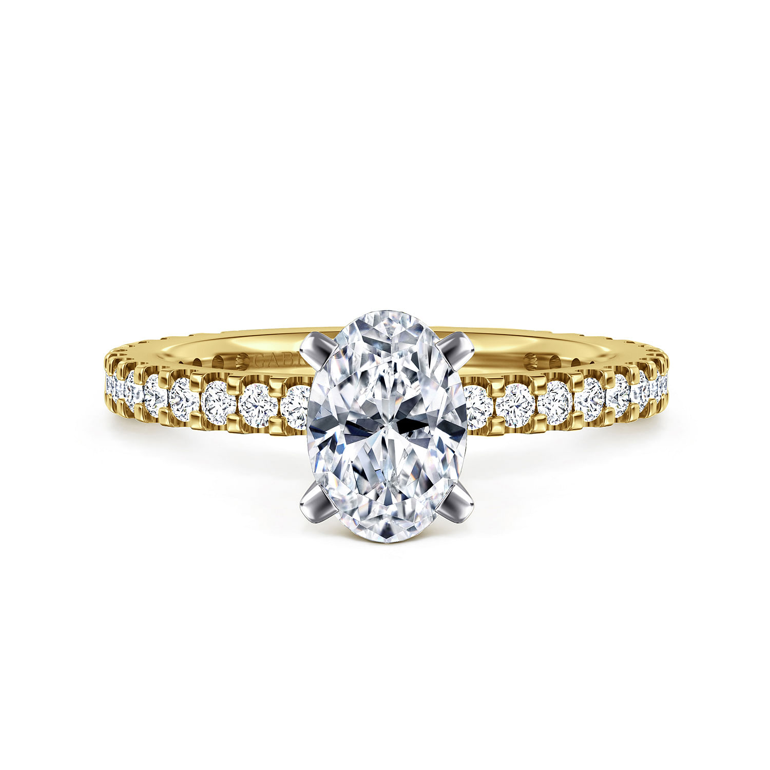 Logan - 14K White-Yellow Gold Oval Diamond Engagement Ring
