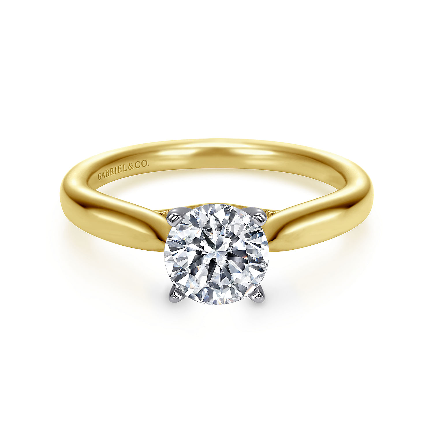 Lucia - 14K White-Yellow Gold Round Diamond Engagement Ring