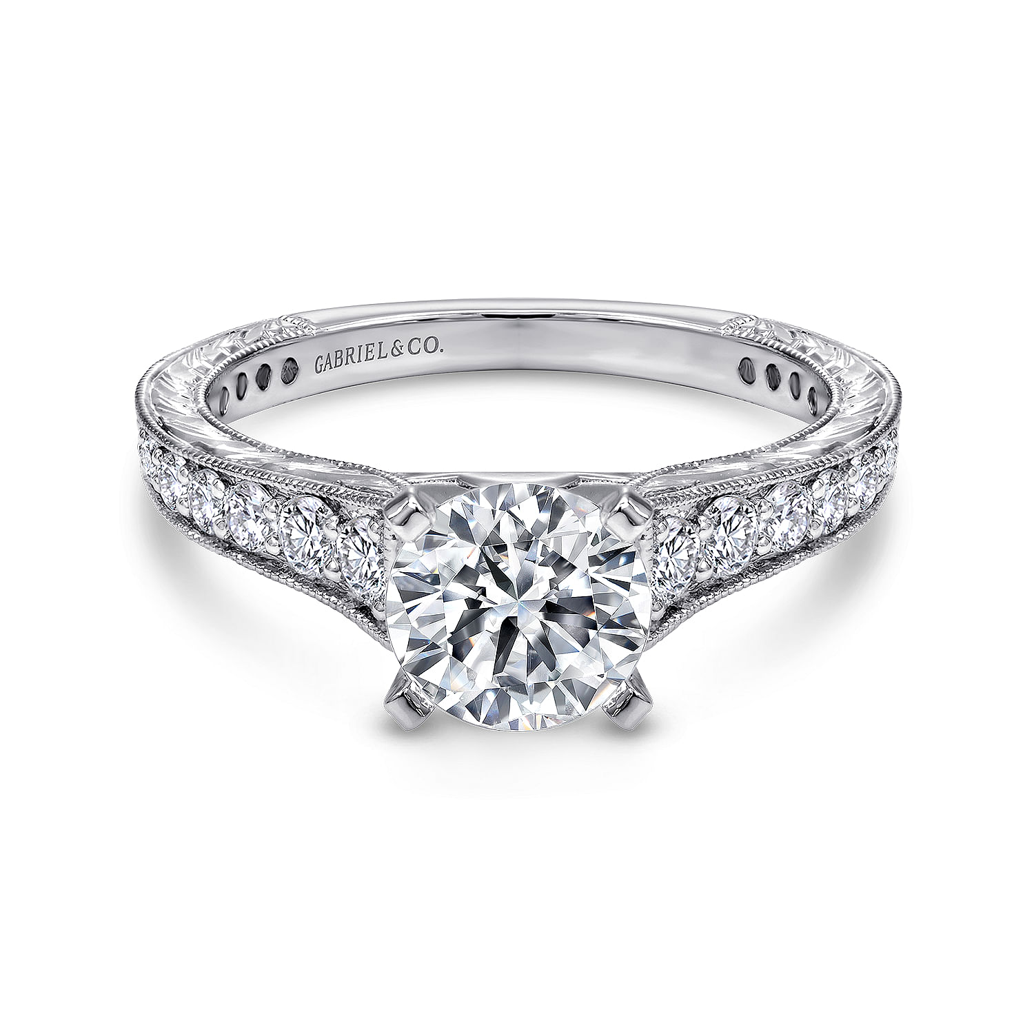 Lydia - 14K White Gold Round Diamond Engagement Ring
