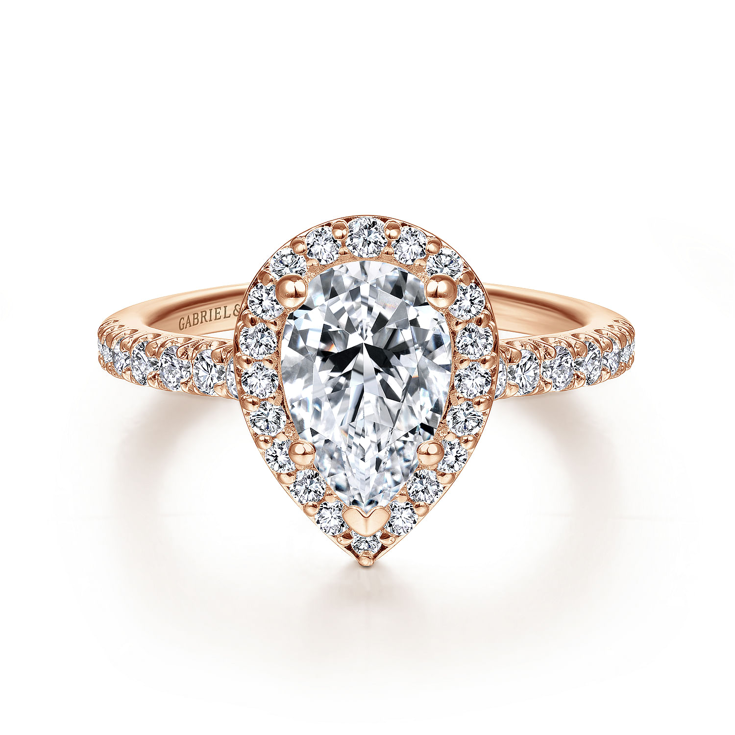 Lyla - 14K Rose Gold Pear Shape Halo Diamond Engagement Ring