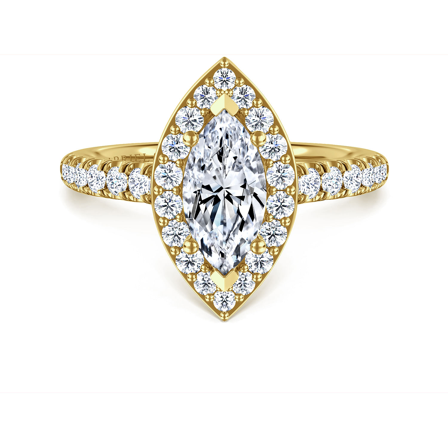 Lyla - 14K Yellow Gold Marquise Halo Diamond Engagement Ring