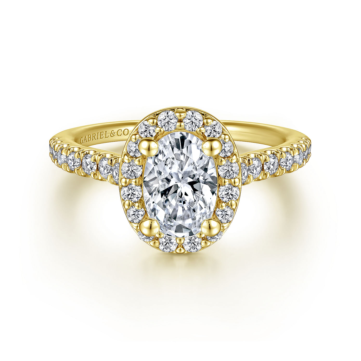Lyla - 14K Yellow Gold Oval Halo Diamond Engagement Ring