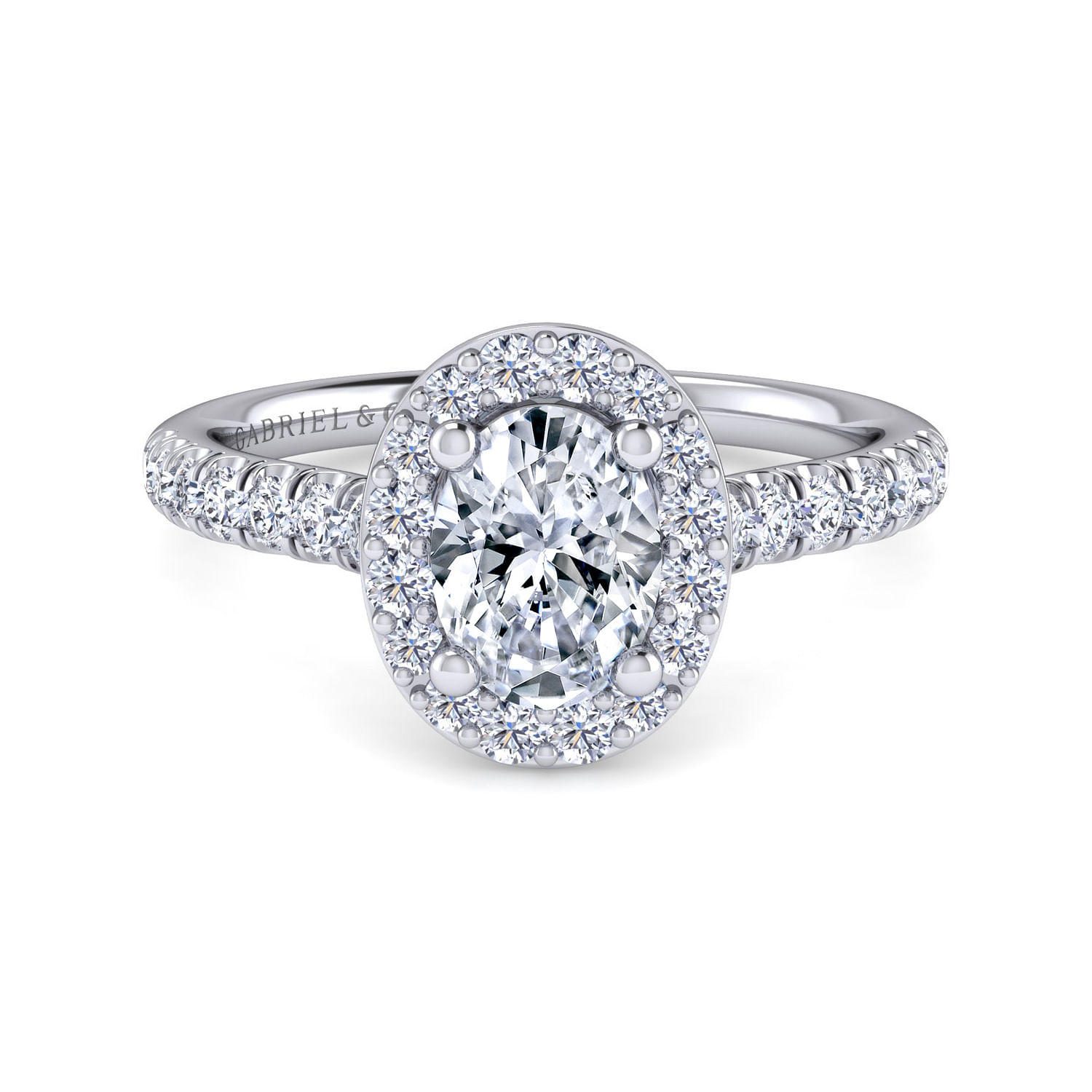 Lyla - Platinum Oval Halo Diamond Engagement Ring