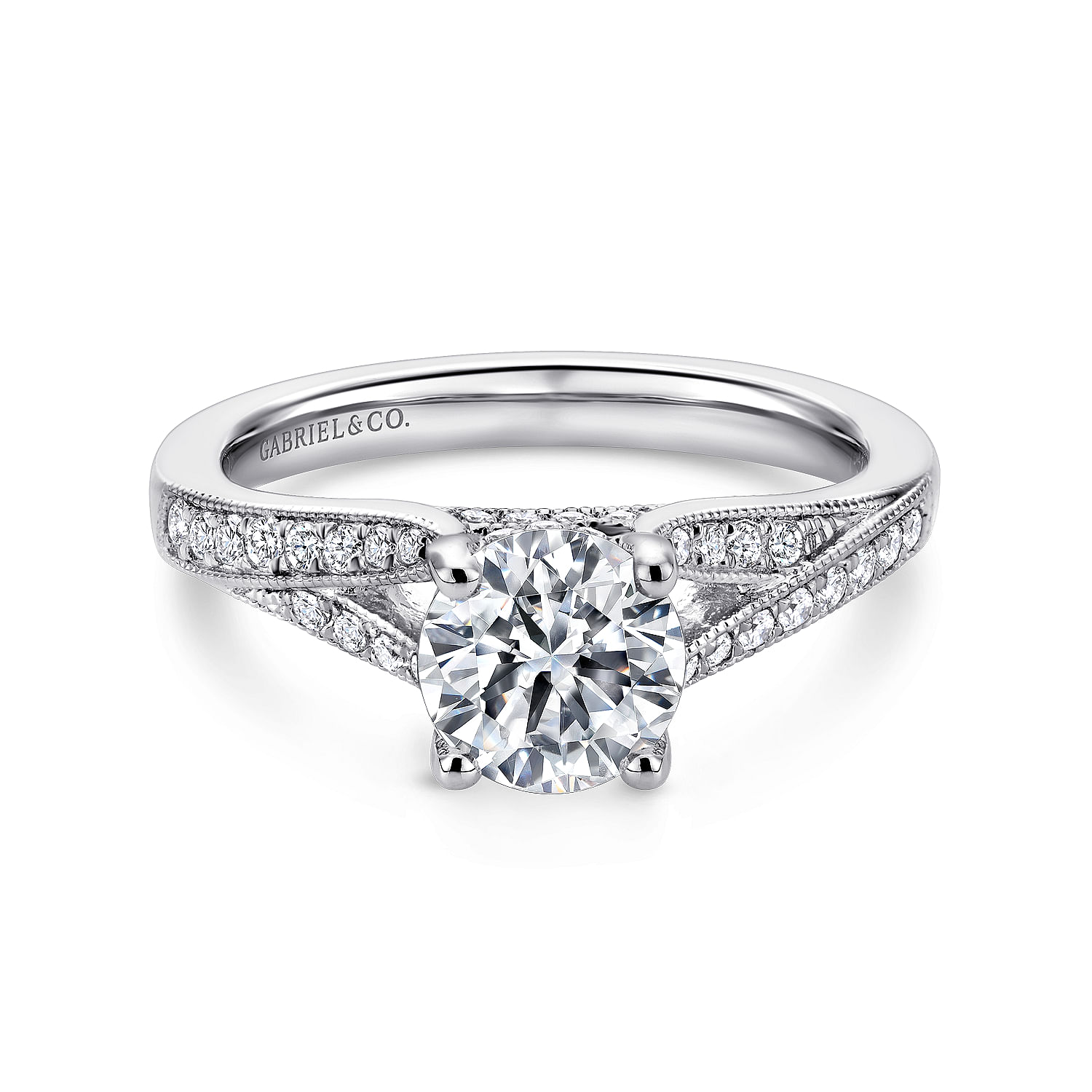 Lynley - 14K White Gold Round Split Shank Diamond Engagement Ring