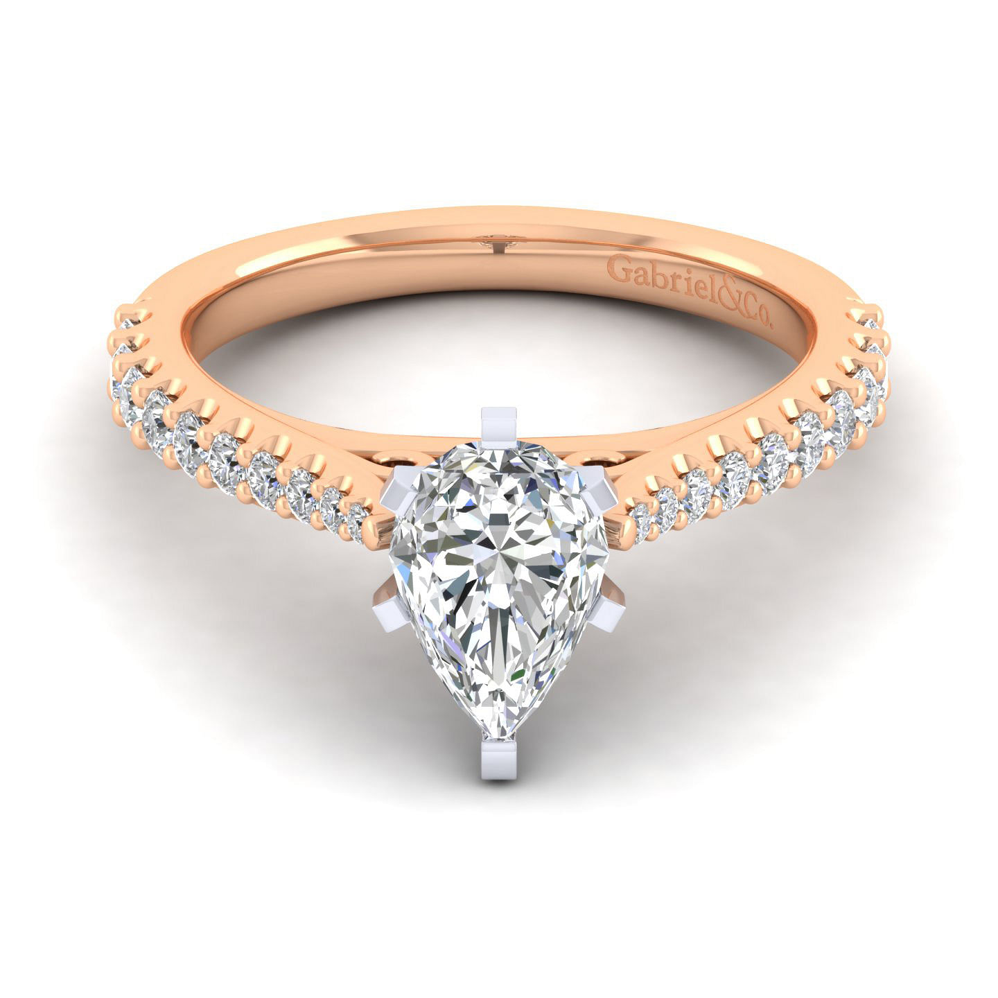 Lyssa - 14K White-Rose Gold Pear Shape Diamond Engagement Ring