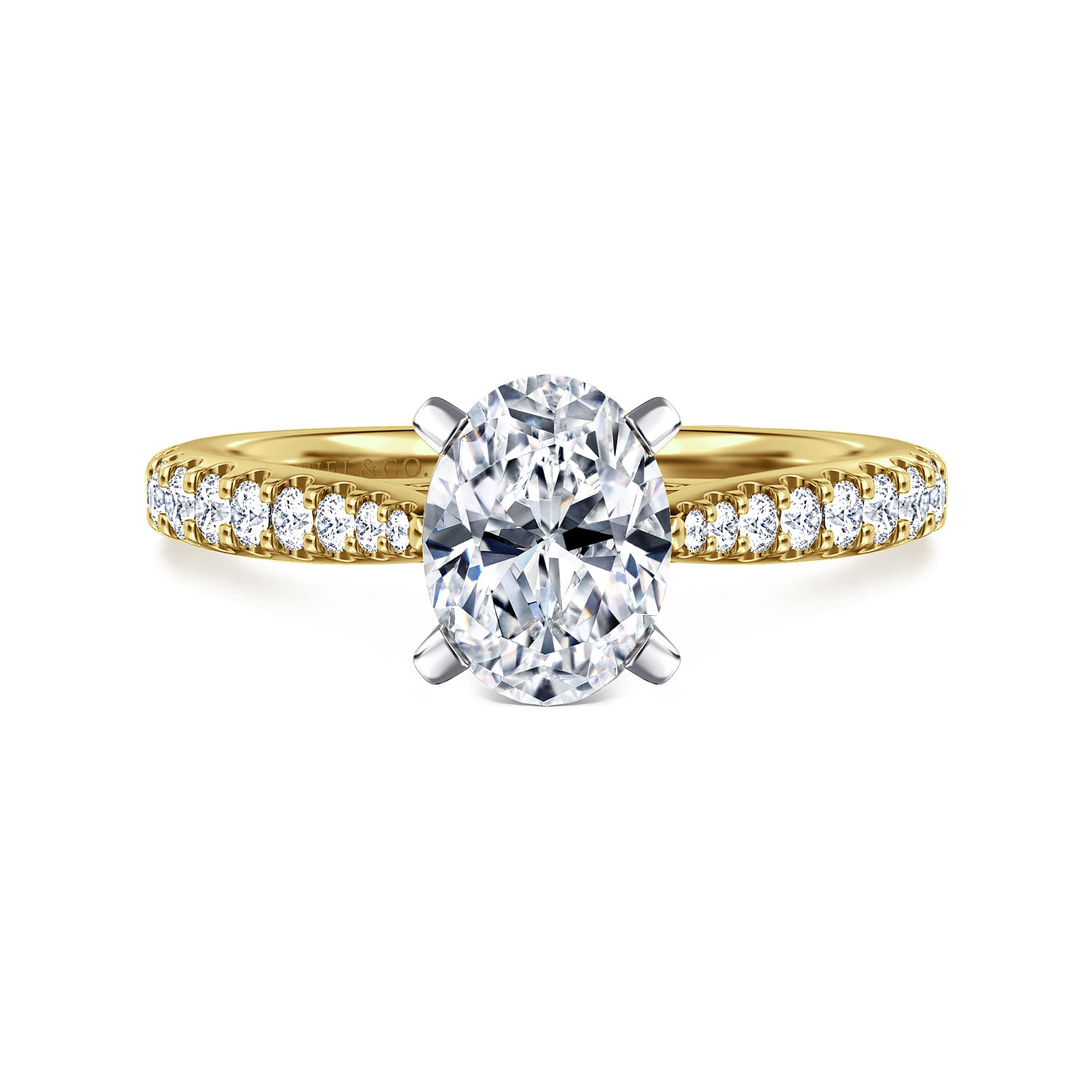 Lyssa - 14K White-Yellow Gold Oval Diamond Engagement Ring