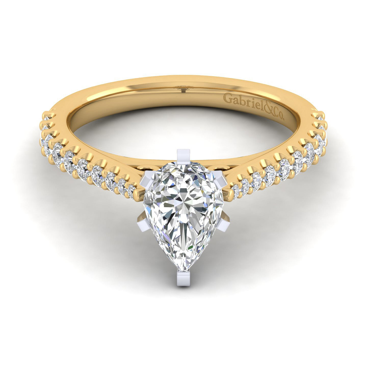 Lyssa - 14K White-Yellow Gold Pear Shape Diamond Engagement Ring