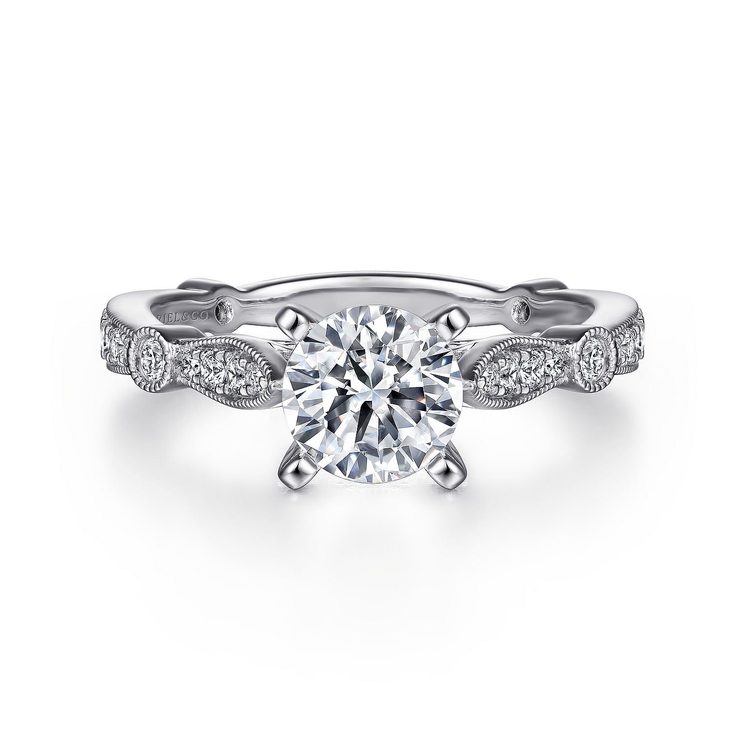 Mabel - 14K White Gold Round Diamond Engagement Ring