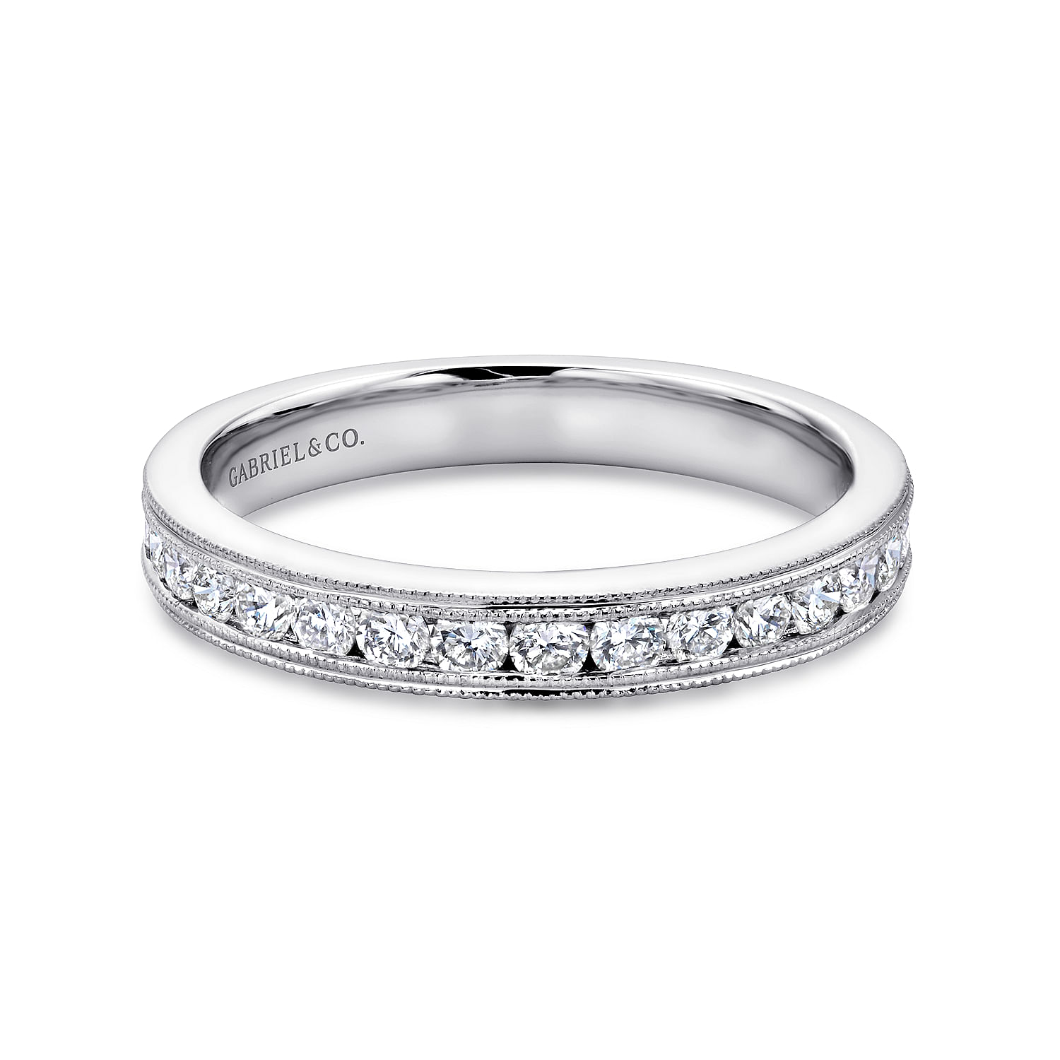 Macao - Vintage Inspired 14K White Gold Channel Set Diamond Anniversary Band
