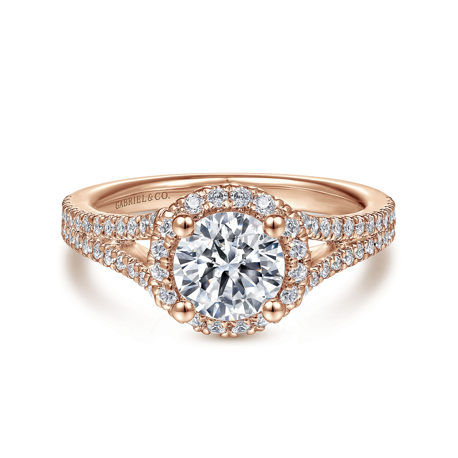 Macy - 14K Rose Gold Round Halo Diamond Engagement Ring