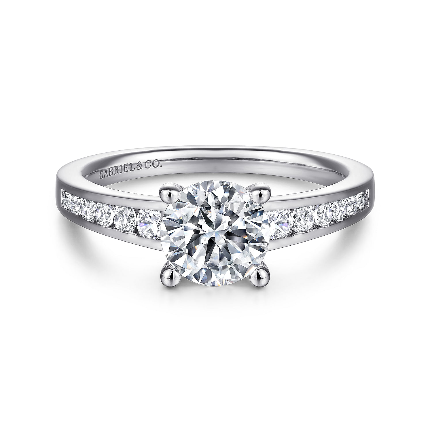 Madigan - 14K White Gold Round Diamond Channel Set Engagement Ring