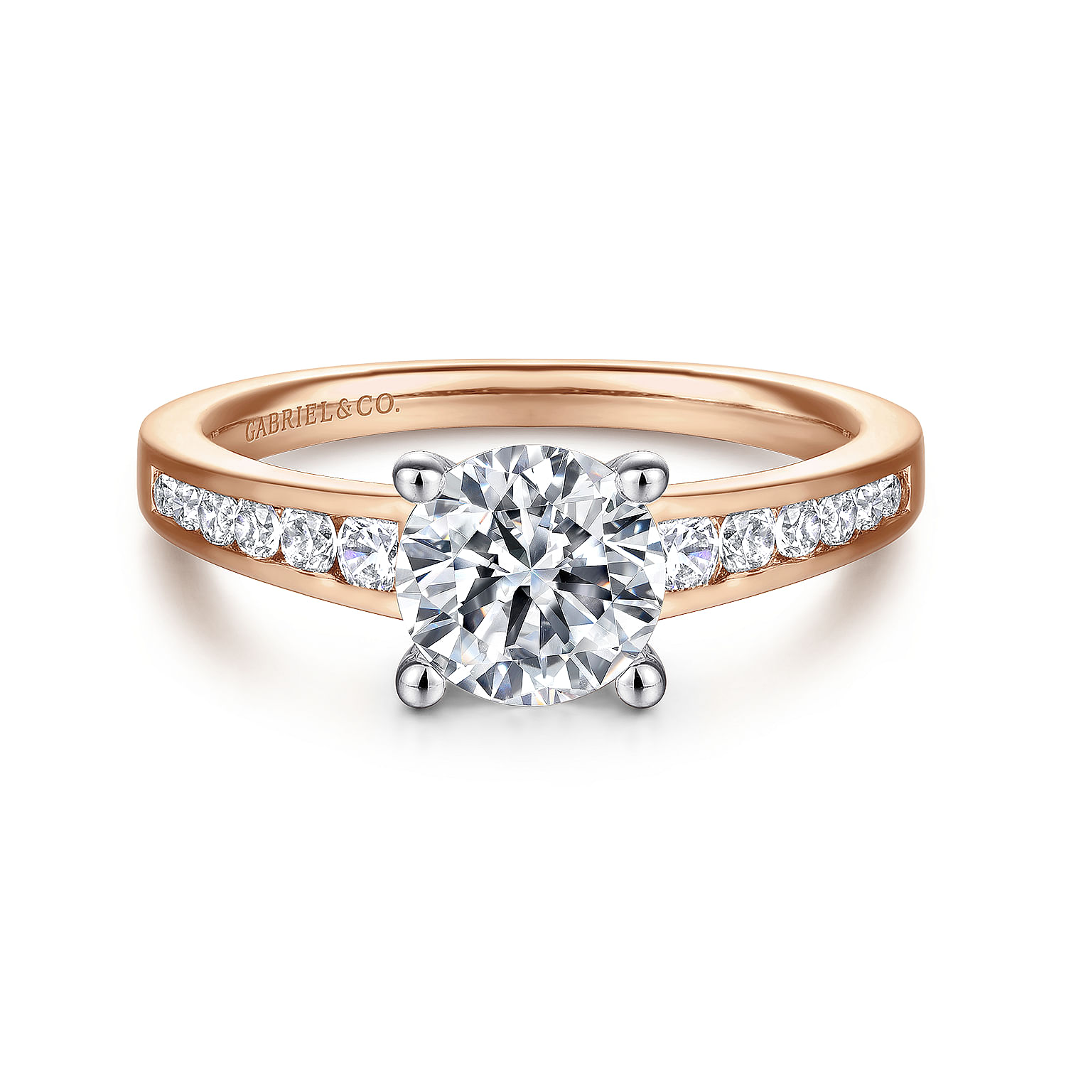 Madigan - 14K White-Rose Gold Round Diamond Engagement Ring