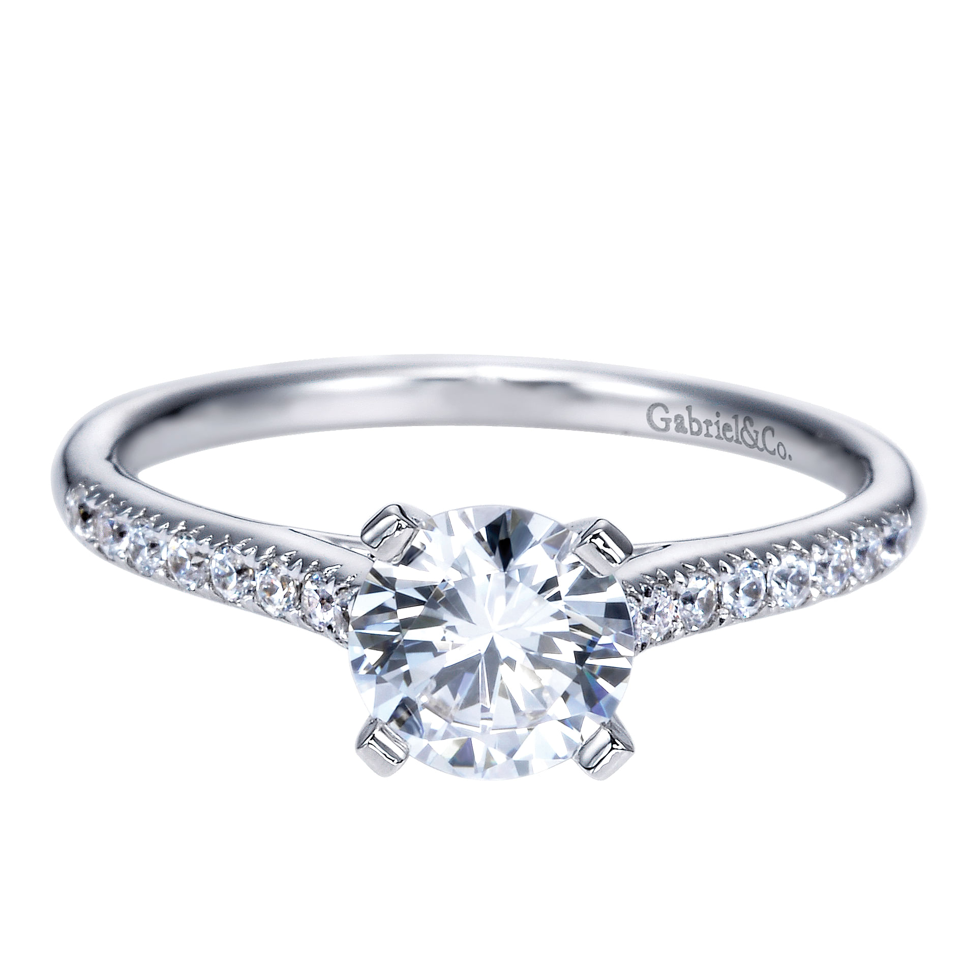 Maelin - 14K White Gold Round Diamond Engagement Ring