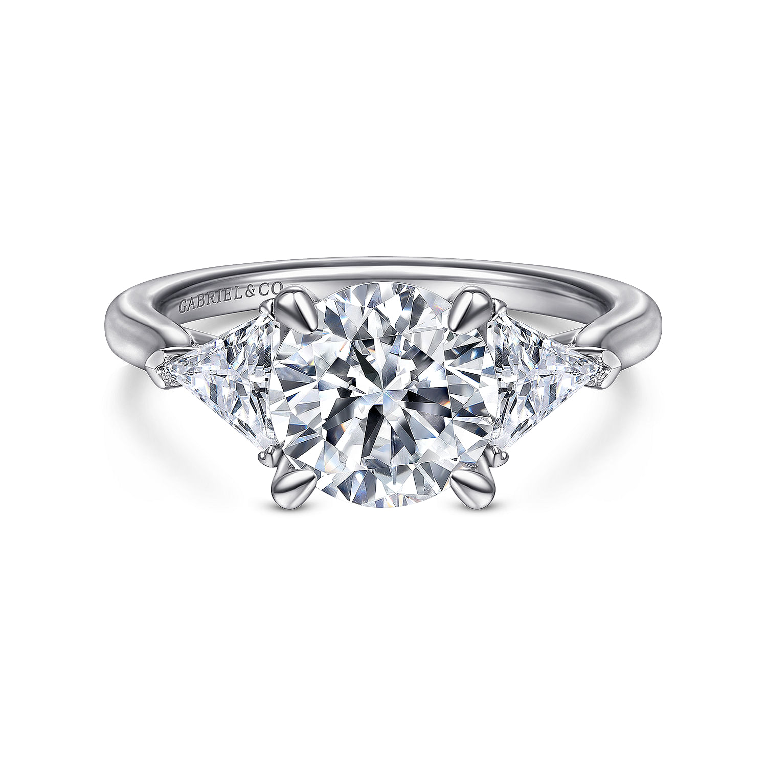 Maloney - 14K White Gold Round 3 Stone Diamond Engagement Ring