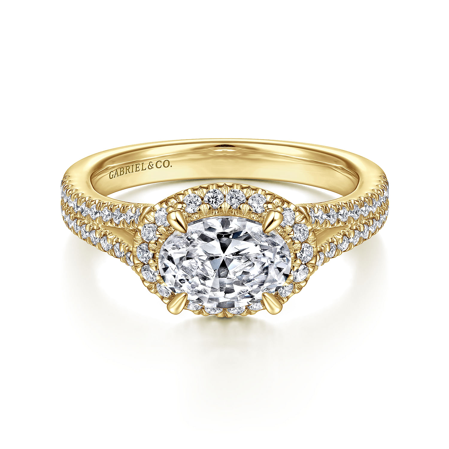 Marbella - 14K Yellow Gold Horizontal Oval Halo Diamond Engagement Ring