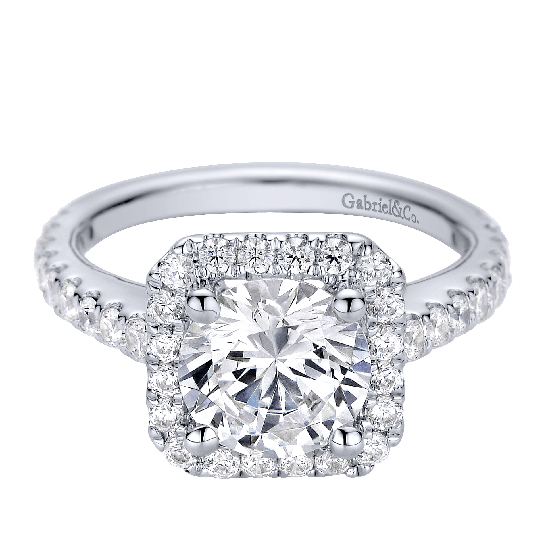 Margot - 14K White Gold Round Halo Diamond Engagement Ring