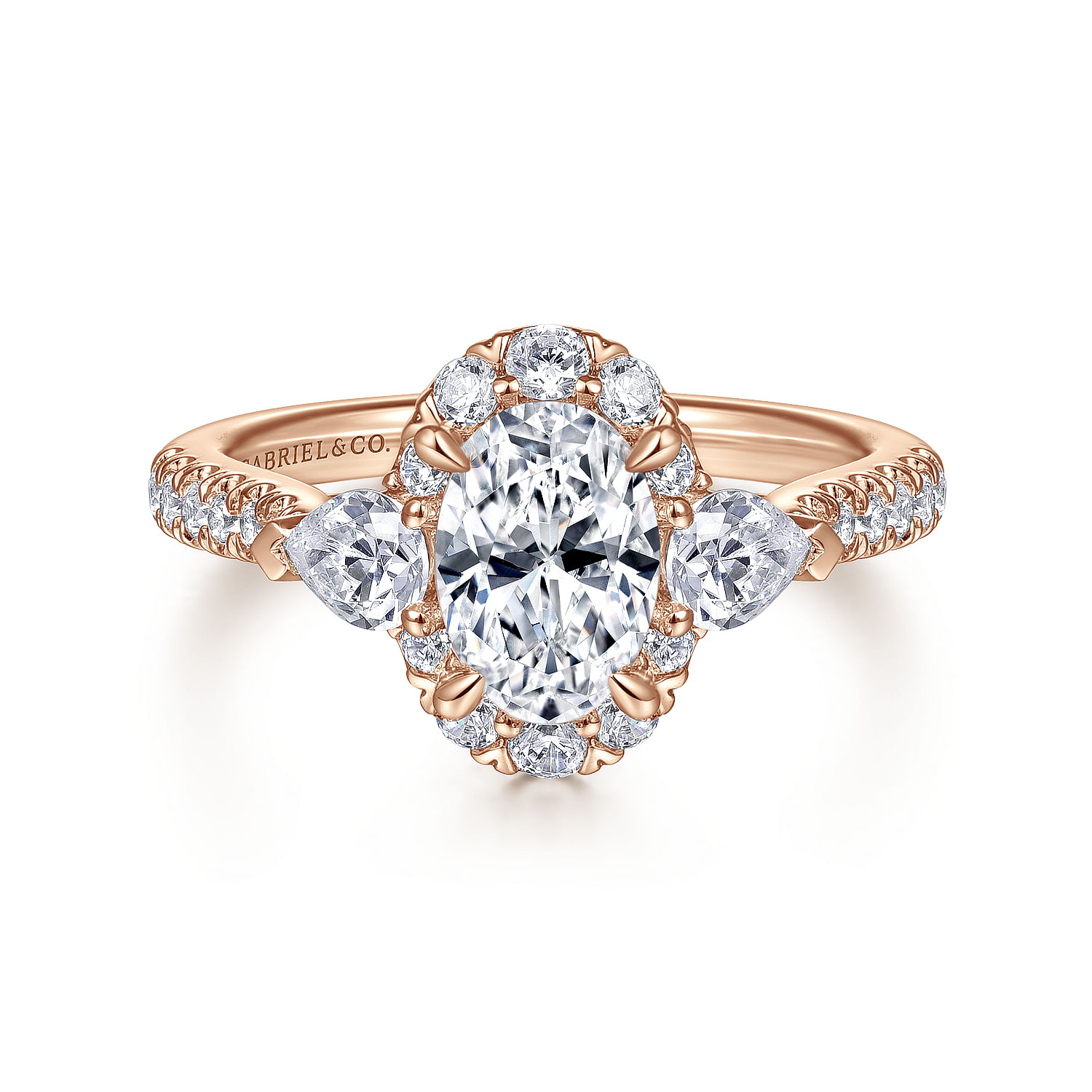 Marietta - 14K Rose Gold Oval Diamond Engagement Ring