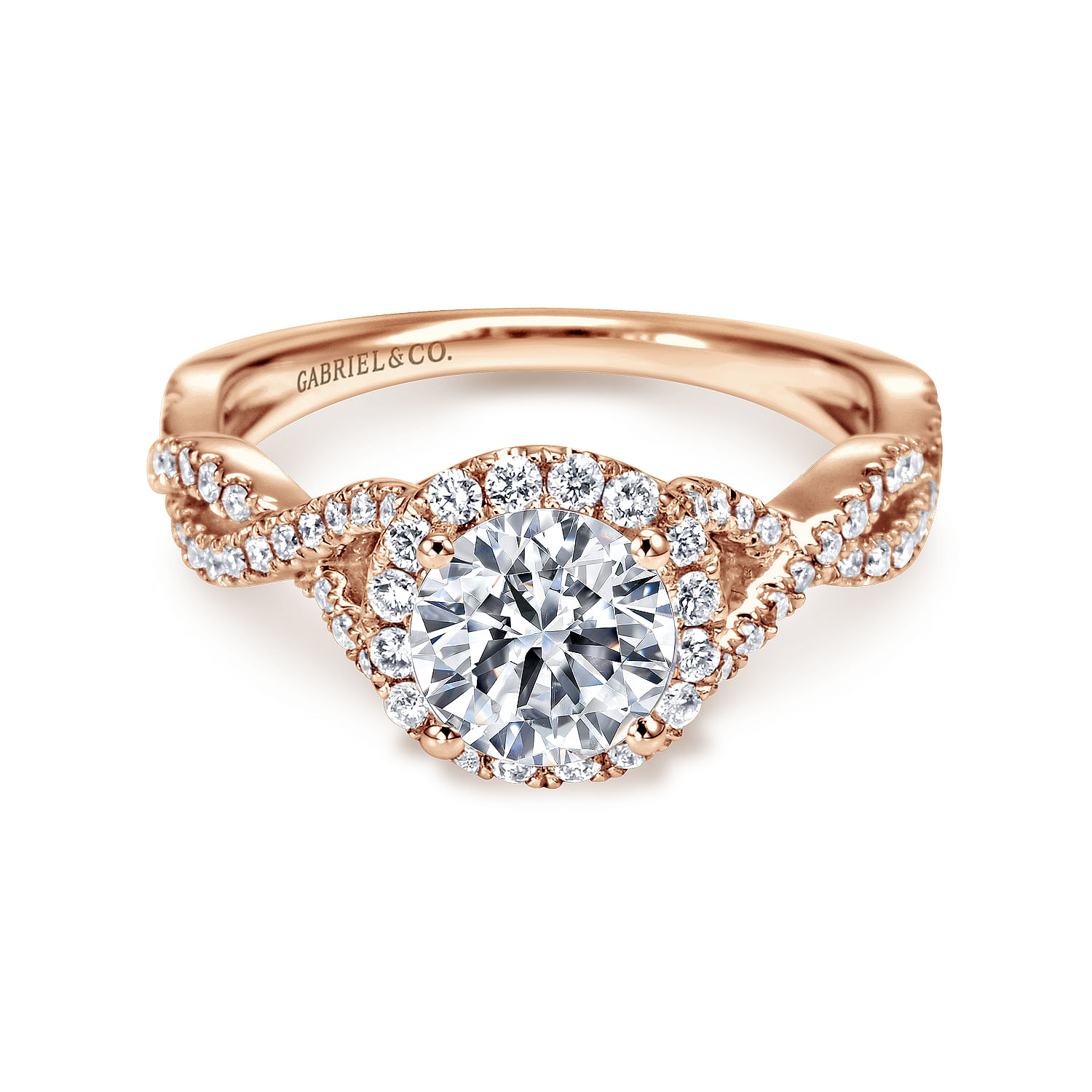 Marissa - 14K Rose Gold Round Halo Diamond Engagement Ring