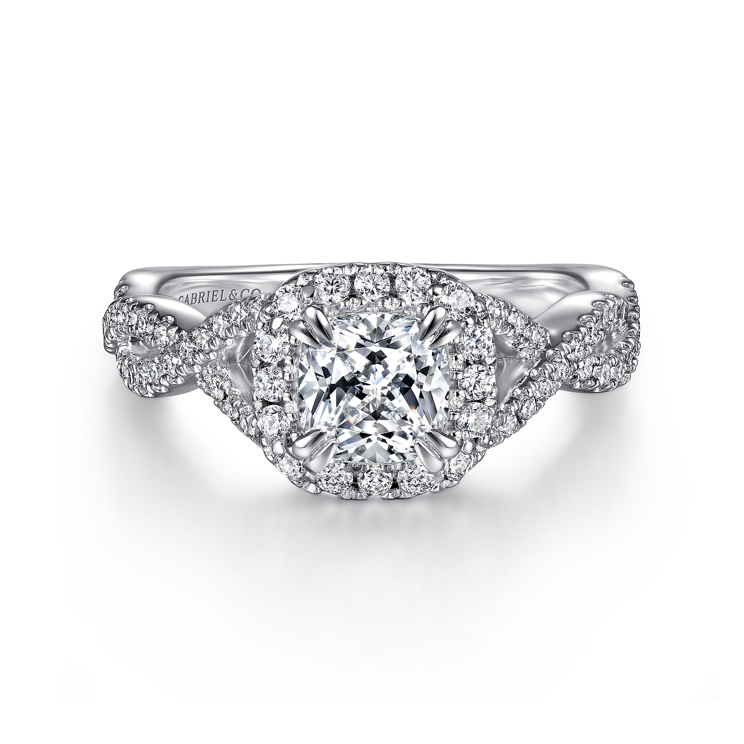 Marissa - 14K White Gold Cushion Halo Diamond Engagement Ring