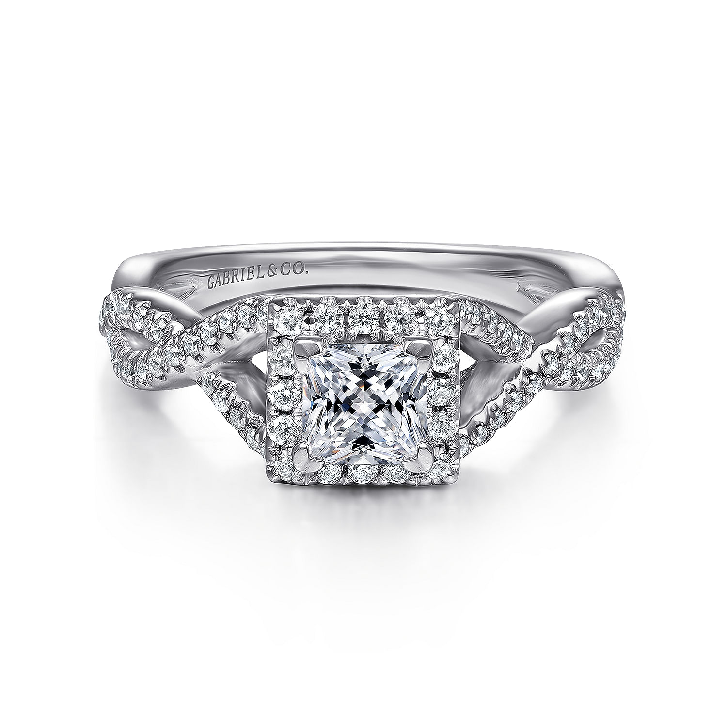 Marissa - 14K White Gold Princess Halo Diamond Engagement Ring