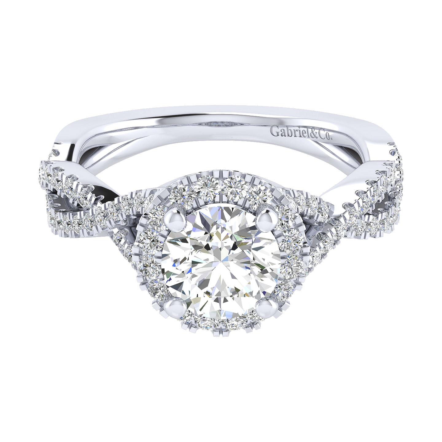 Marissa - 14K White Gold Round Halo Diamond Engagement Ring