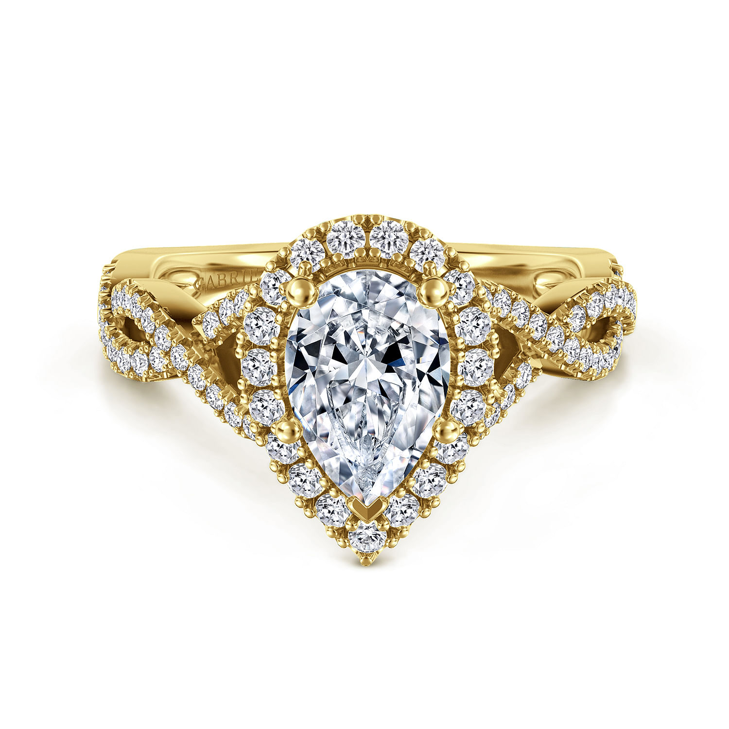Marissa - 14K Yellow Gold Pear Shape Halo Diamond Engagement Ring