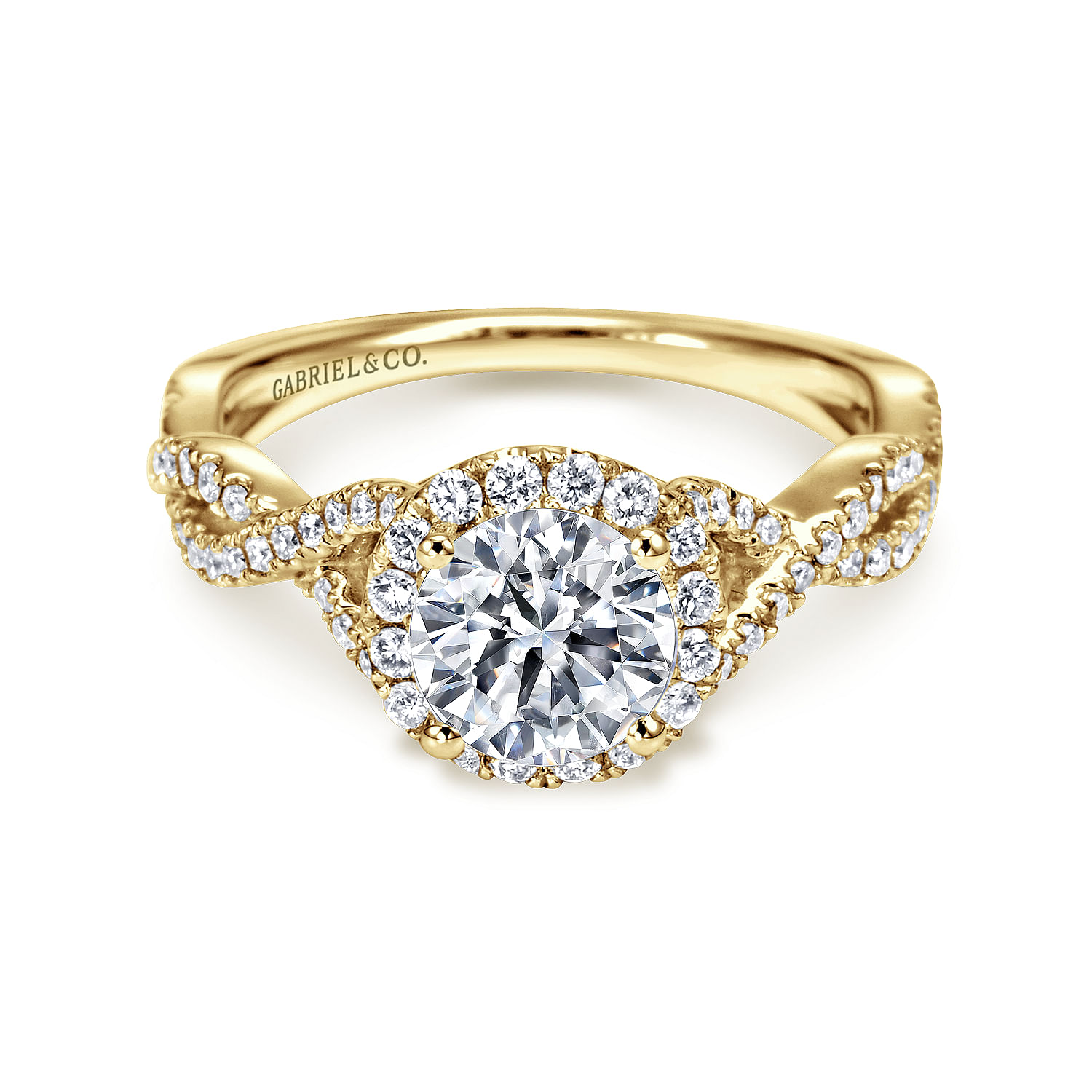Marissa - 14K Yellow Gold Round Halo Diamond Engagement Ring