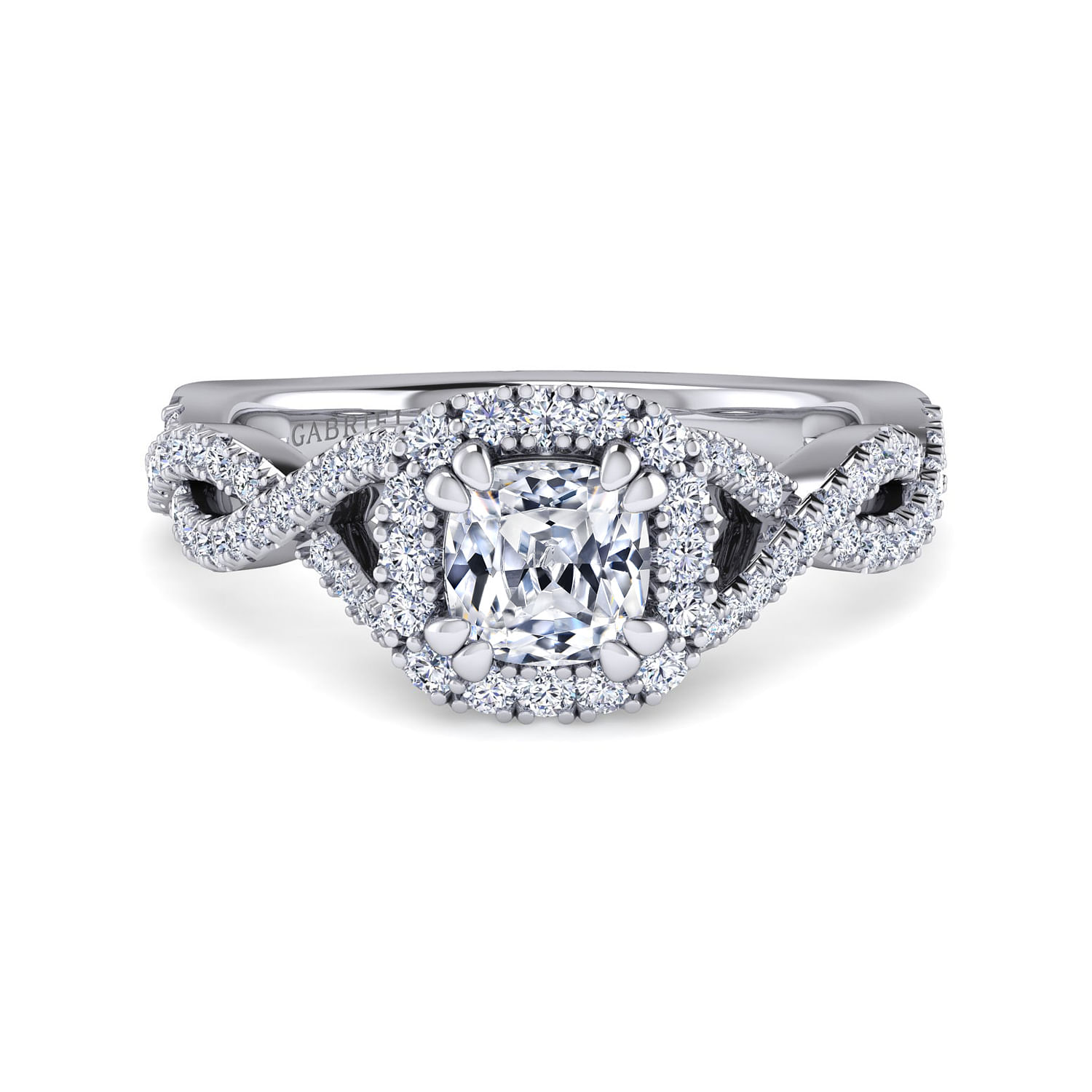 Marissa - Platinum Cushion Halo Diamond Engagement Ring