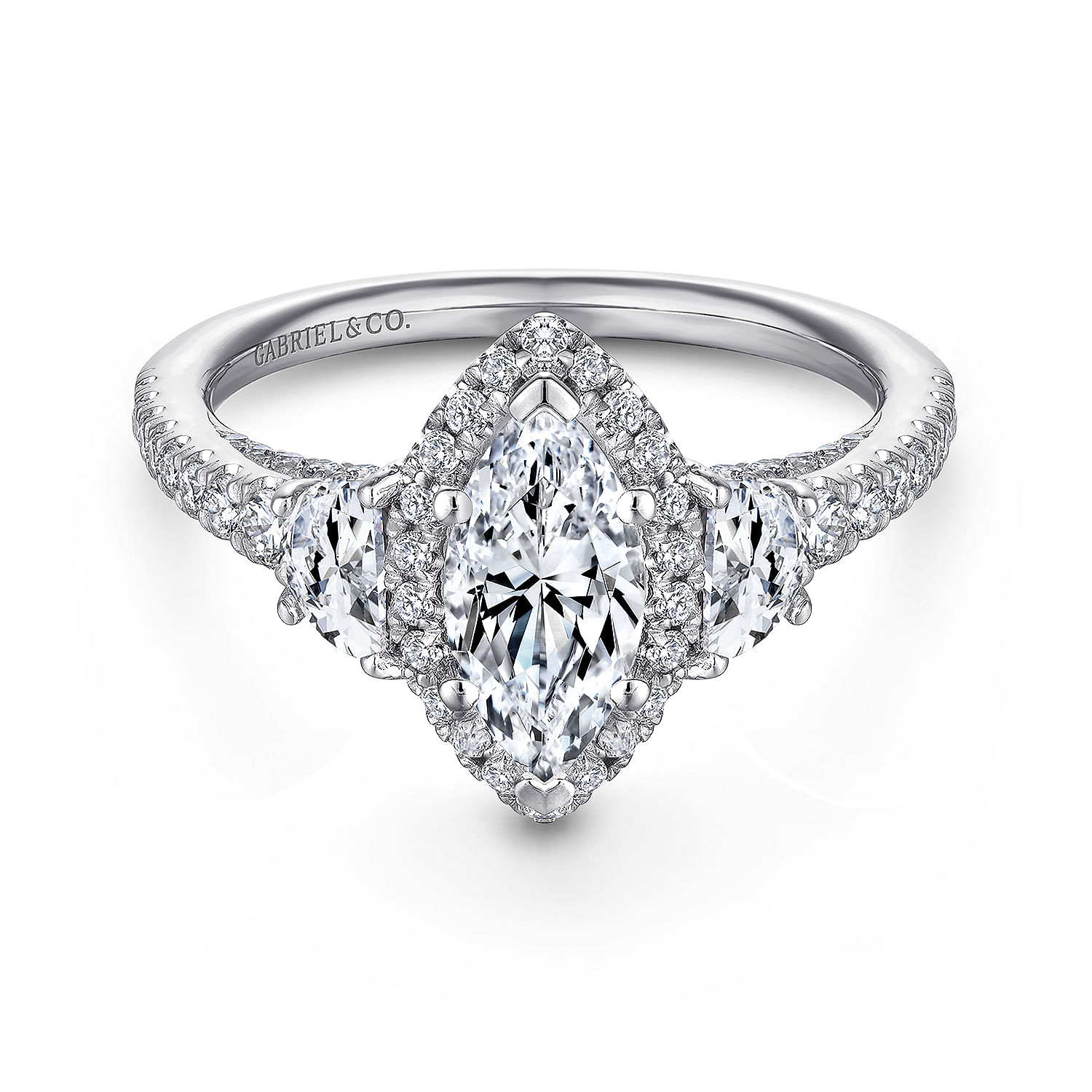 Martina - 14K White Gold Marquise Shape Diamond Engagement Ring