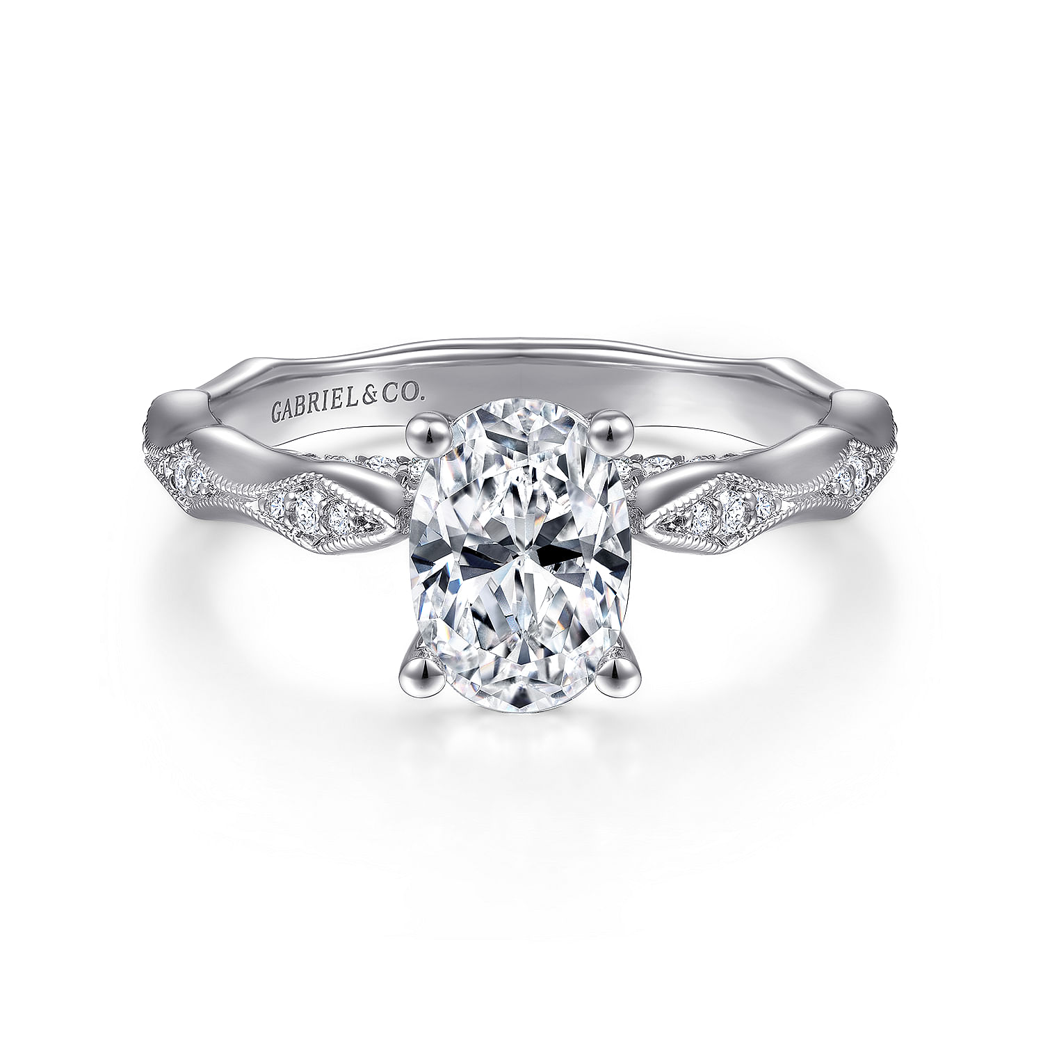 Mason - 14K White Gold Oval Diamond Engagement Ring