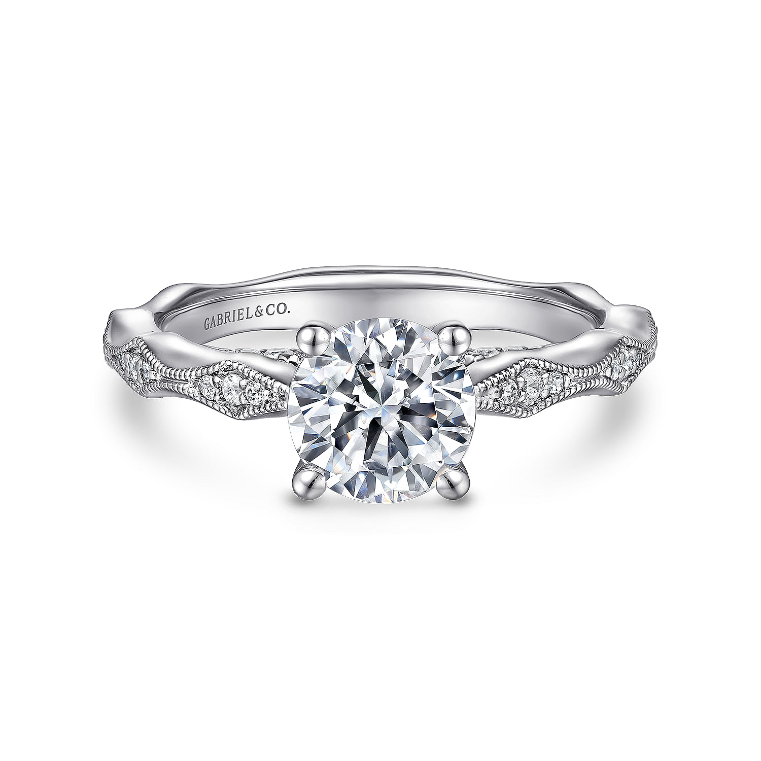 Mason - 14K White Gold Round Diamond Engagement Ring